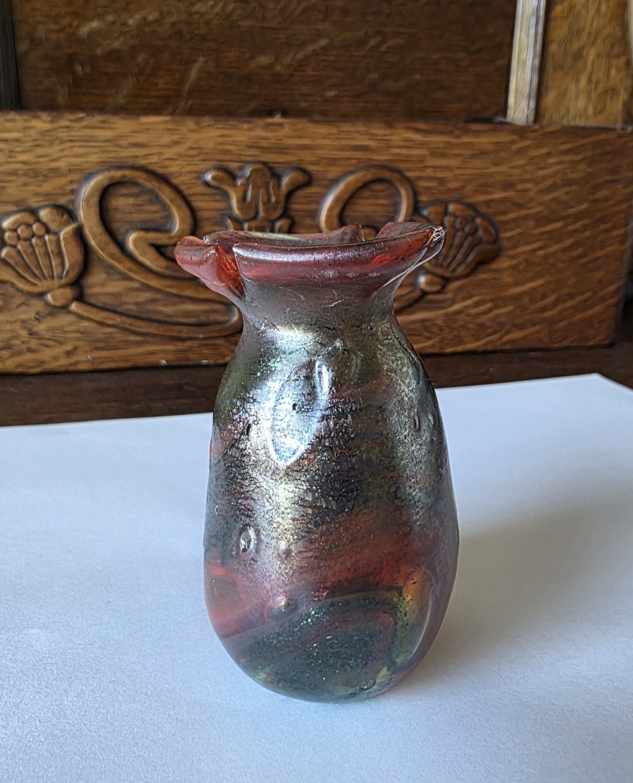 Santa Barbara Art Glass Vase, Gina Araujo, Iridescent Miniature