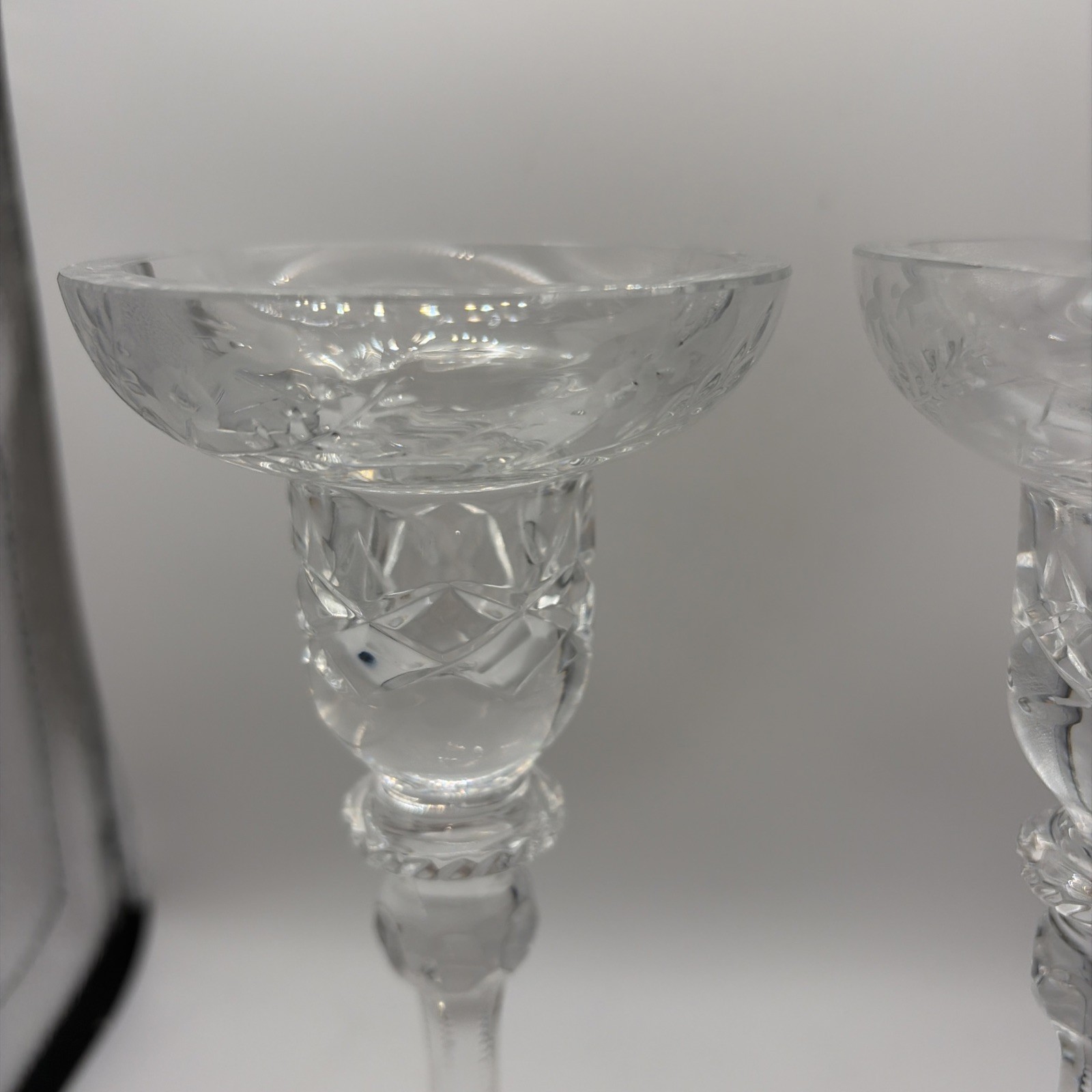 2 Rogaska GALLIA 8 inch Crystal Candle Stick Holders Clear Glass Elegance Vtg