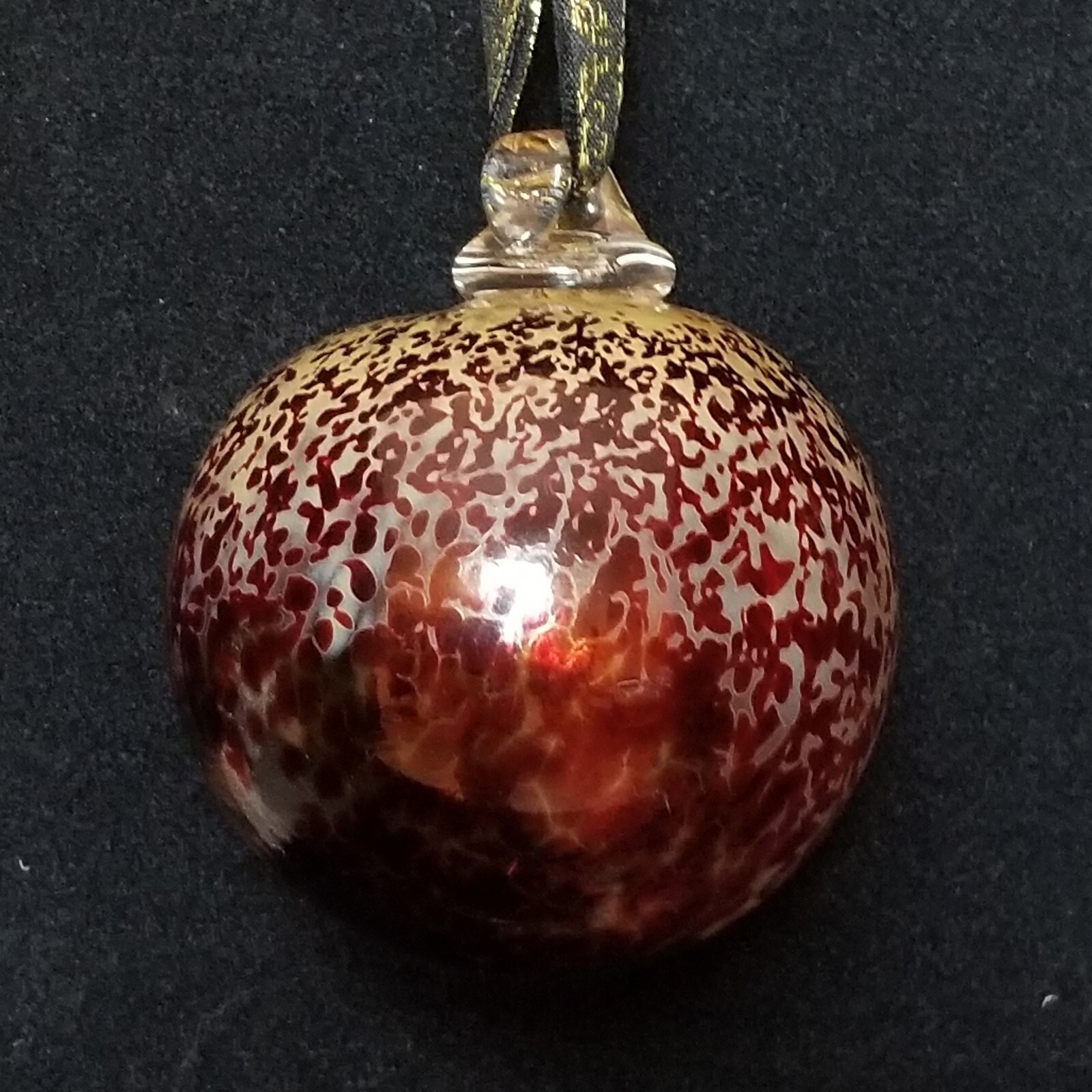 Art Glass Gazing Witch Ball Ornament Amber Multicolored 3.5″ 9