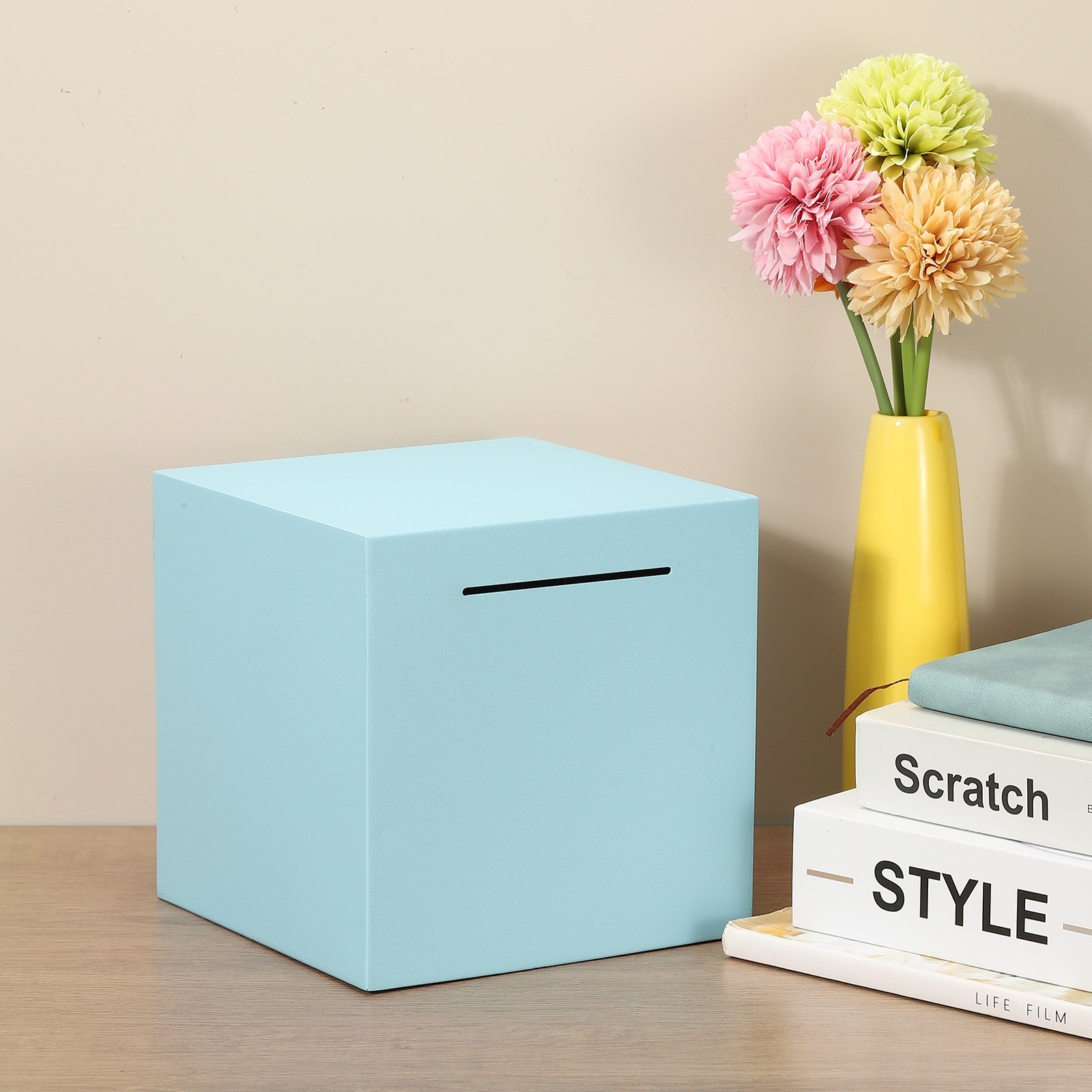 Piggy Bank for Adults, Blue Metal Piggy Bank Money Saving Box, 5.91 Inch