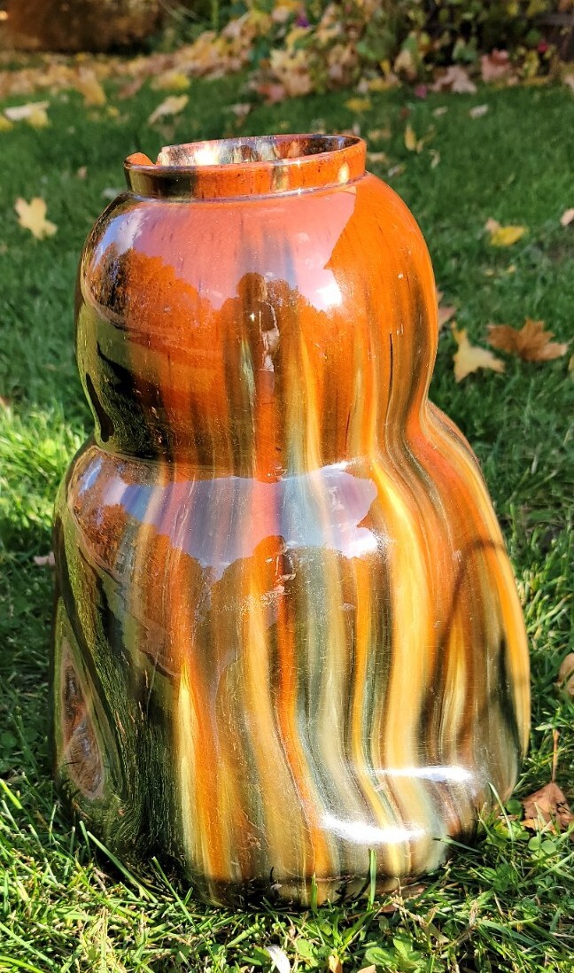 Antique Clement Massier Golfe Juan French Art Pottery Vase Large Heavy-8lbs Chip