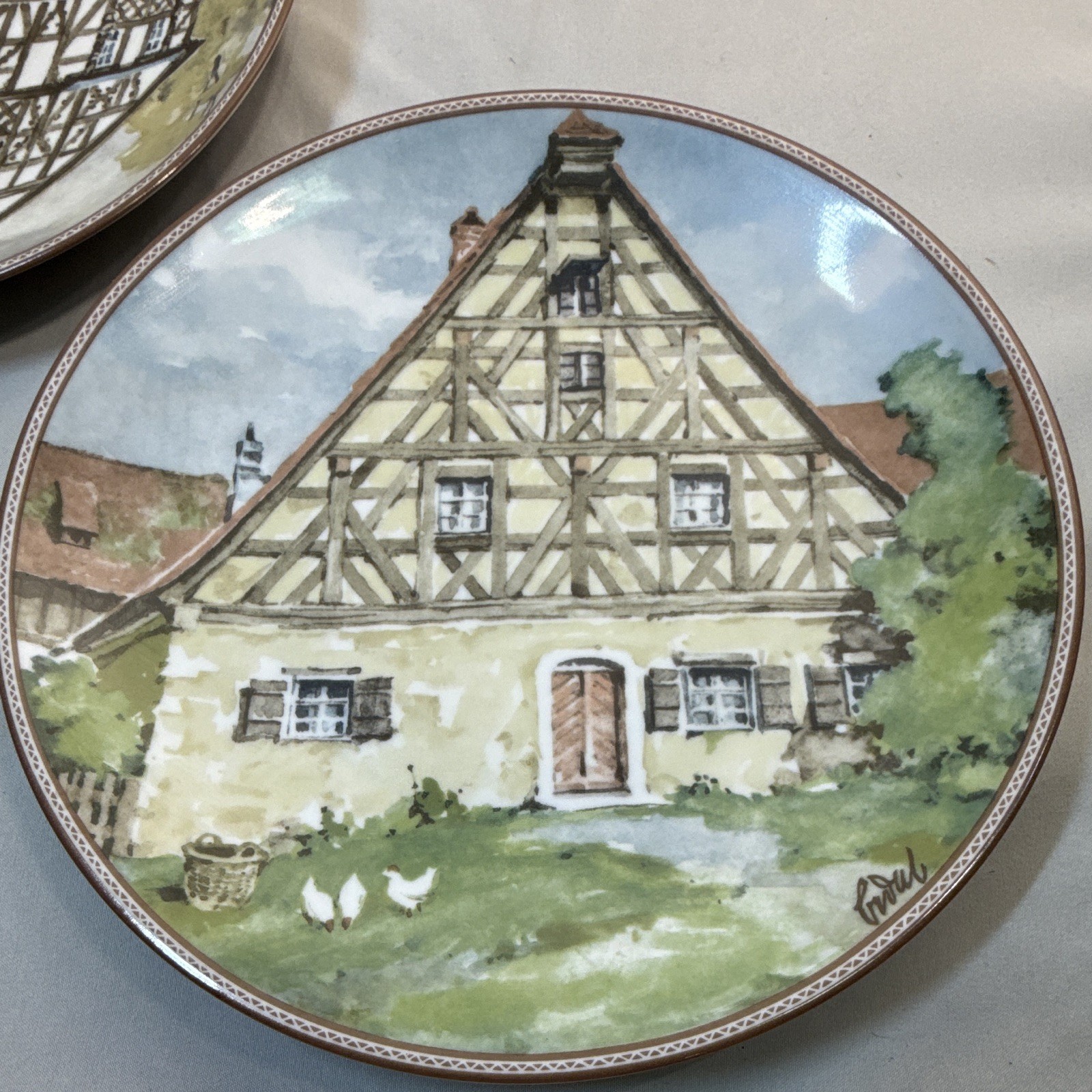Vintage Set of 5 Konigszelt Bayern German House Plates Karl Bedal 1980s