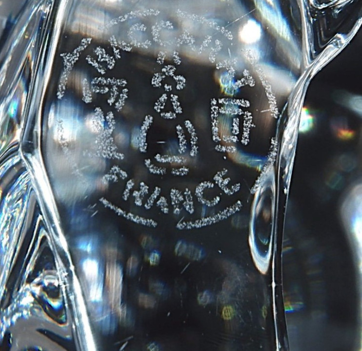 Baccarat France Crystal Elephant Figurine Trunk Up 5″