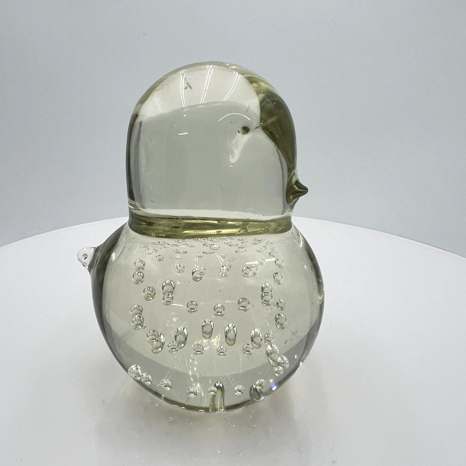 Chick Peep Figurine Paperweight Yellow Tint Controlled Bubble Glass