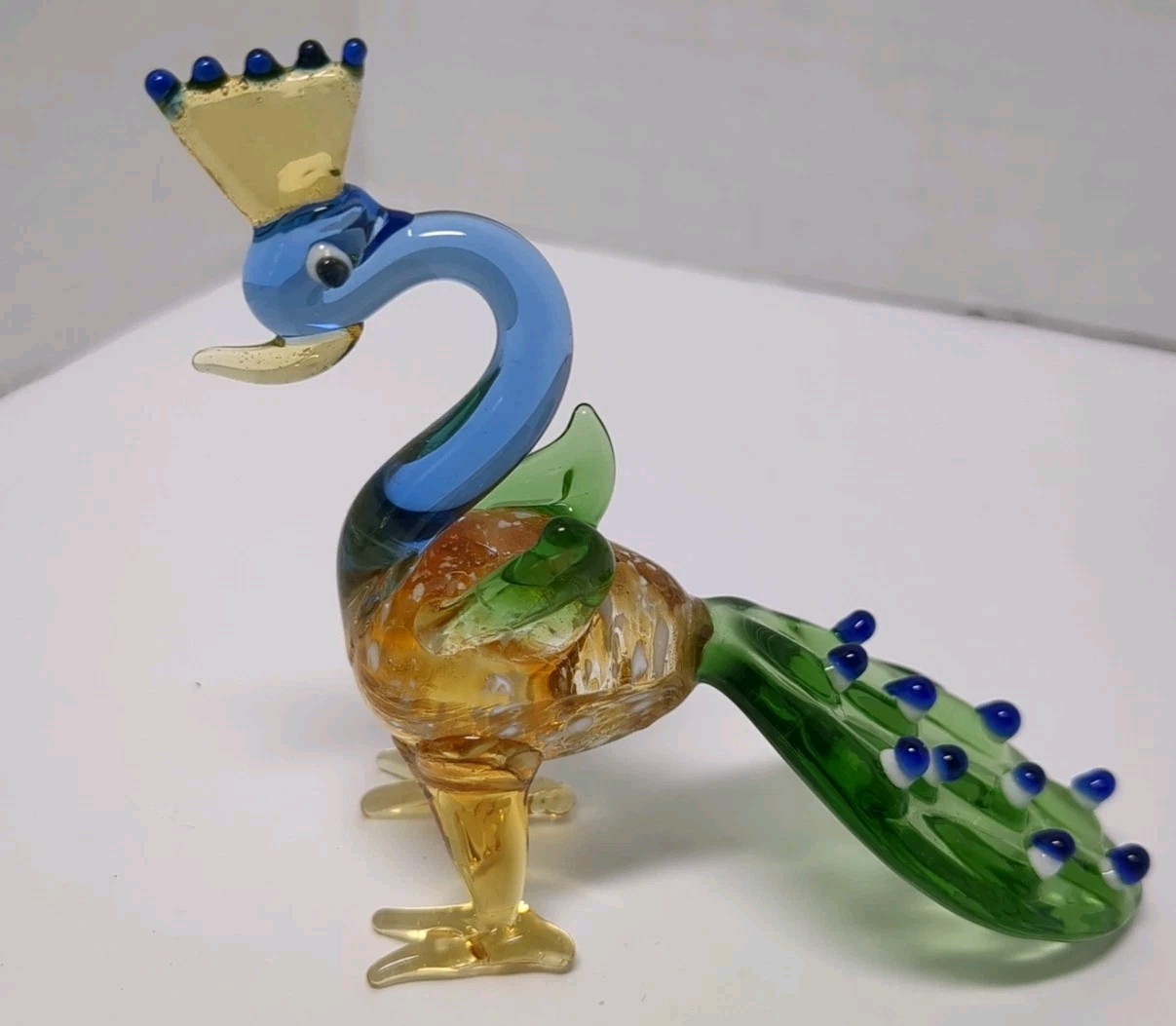 Pier 1 Imports Beautiful Colorful Art Glass Peacock