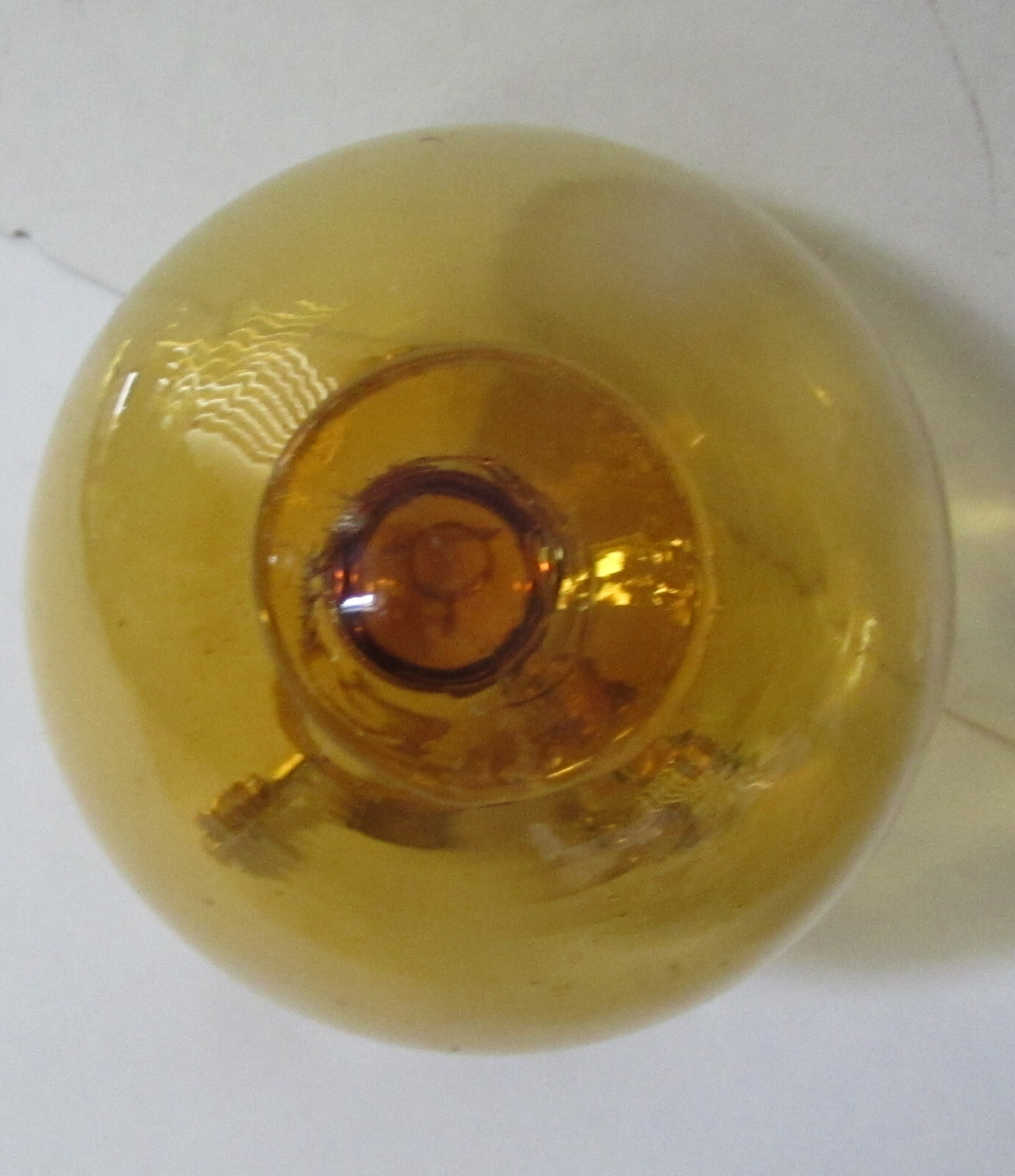2 OLD ART GLASS HAND BLOWN AMBER ORBS HOLLOW SPHERES~ea 3″dia~ VINTAGE BALLS AM2