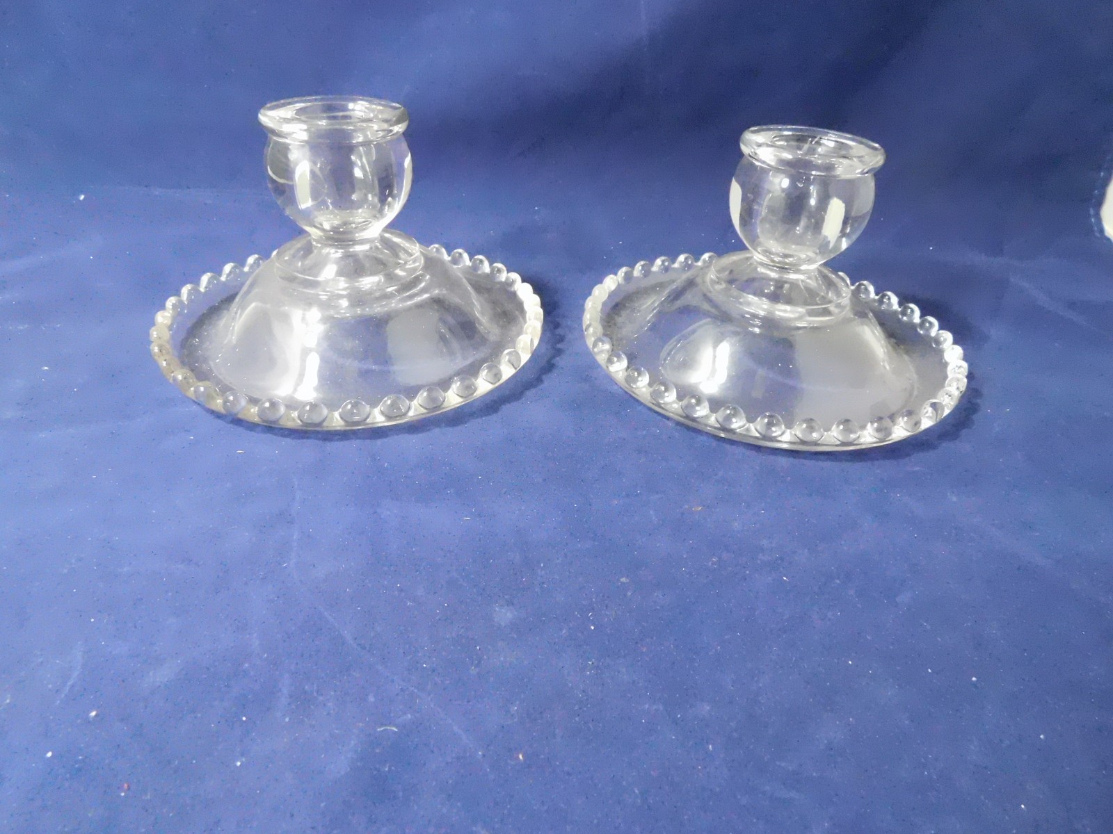 Imperial CANDLEWICK GLASS-Pair of Short Candleholders
