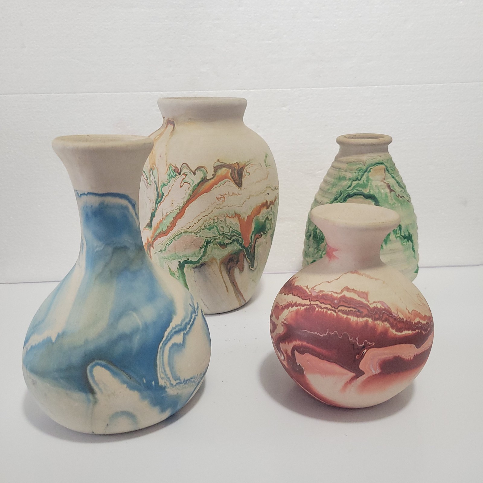 Nemadji Pottery U.S.A Lot Of 4 Pcs Native American Rust Art Hand Made