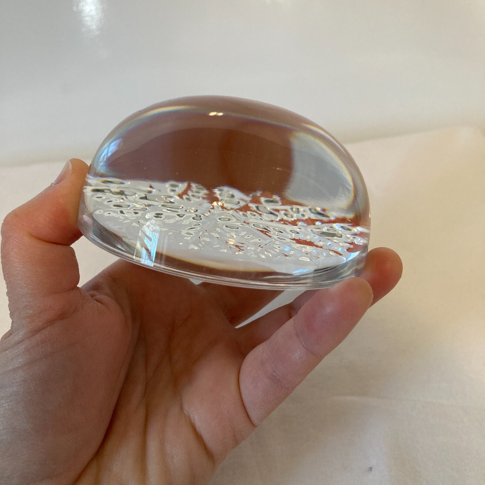 Vintage Paperweight, Snowflake Art, Clear,Glass, 1 lb 4oz weight