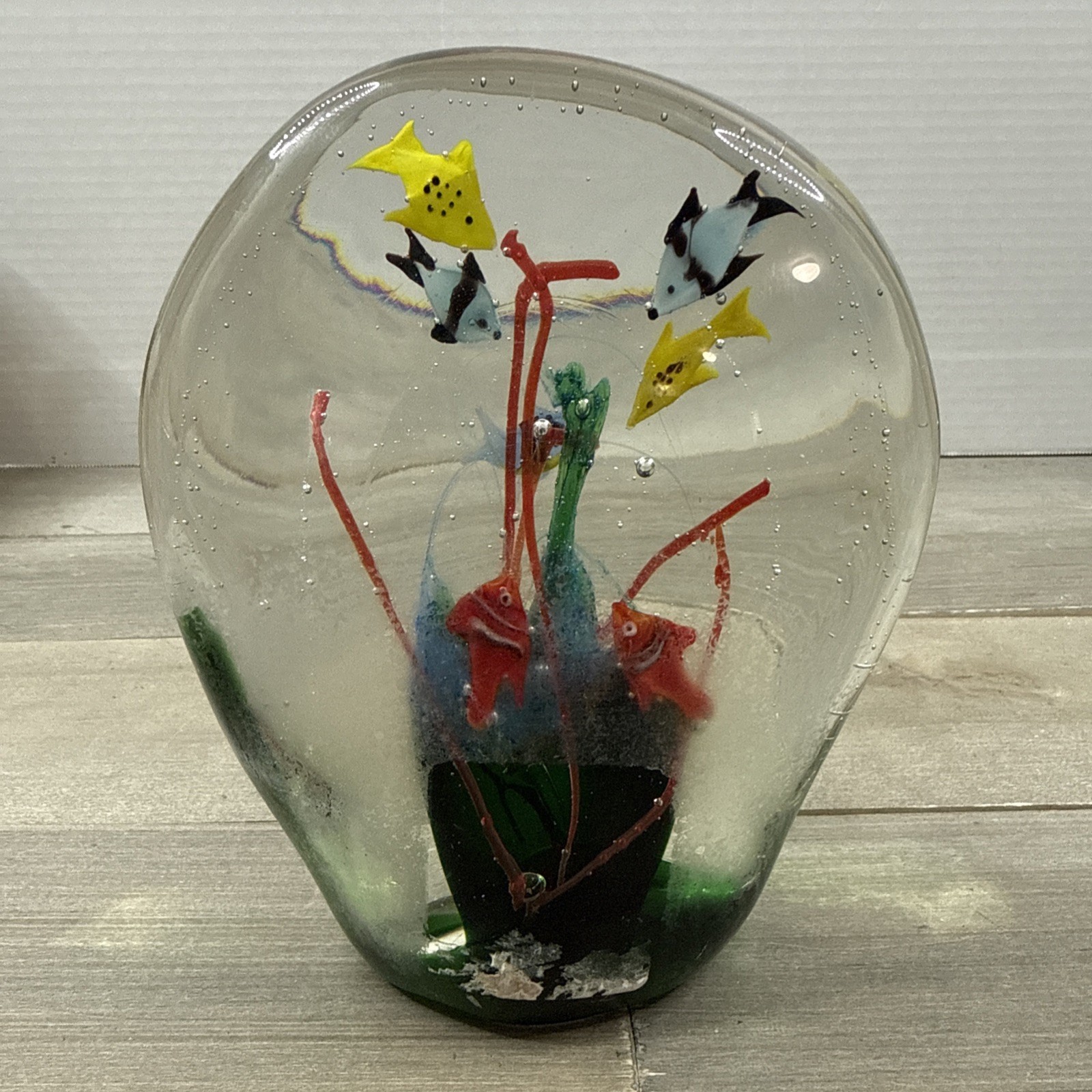 Large Murano Style Glass Aquarium Fish Paperweight 8 lbs 7.5″ Tall READ