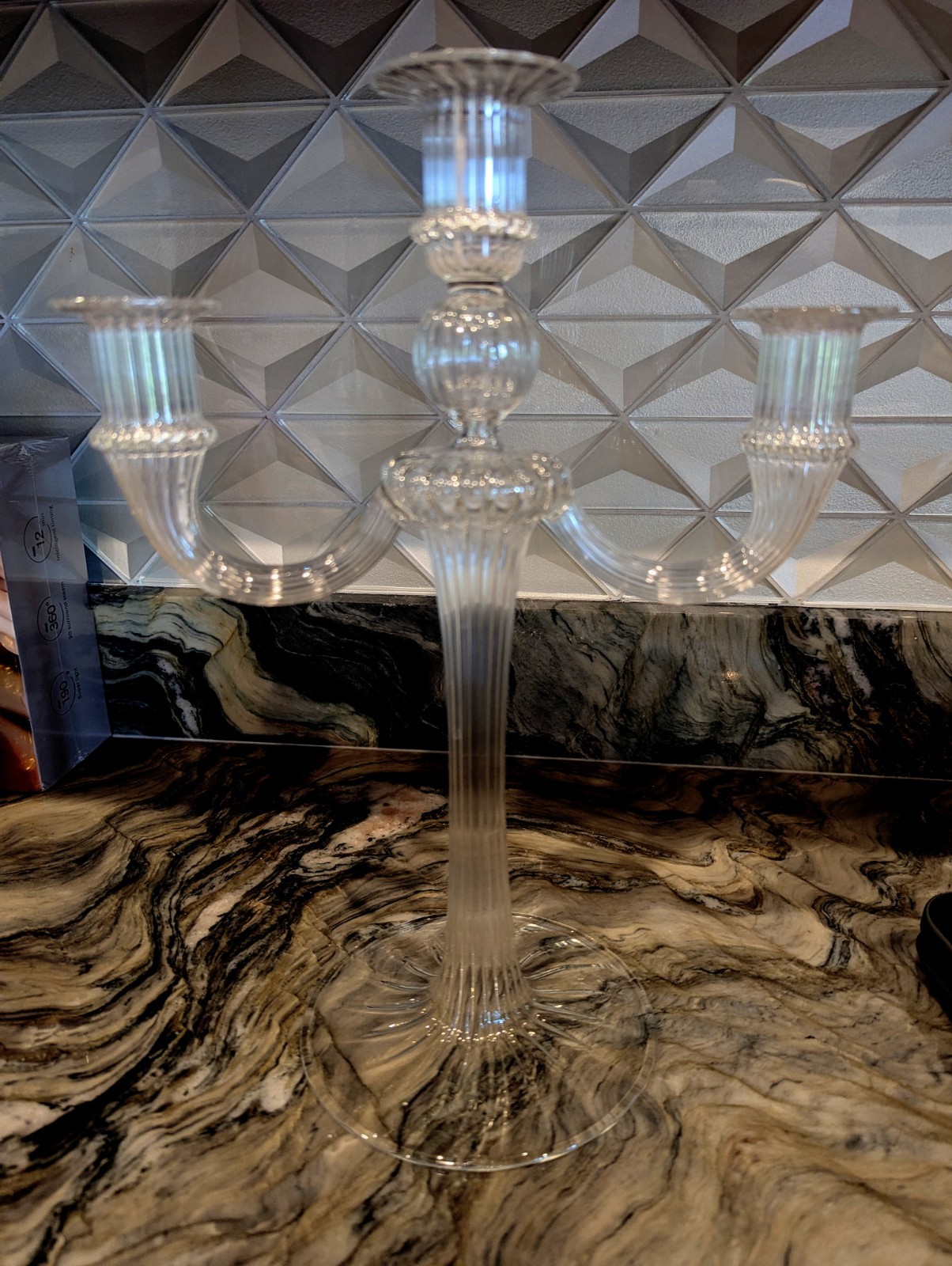 Murano Glass 3-Arm Candelabra Hand Blown Italian Art Glass Candle Holder 13¼”