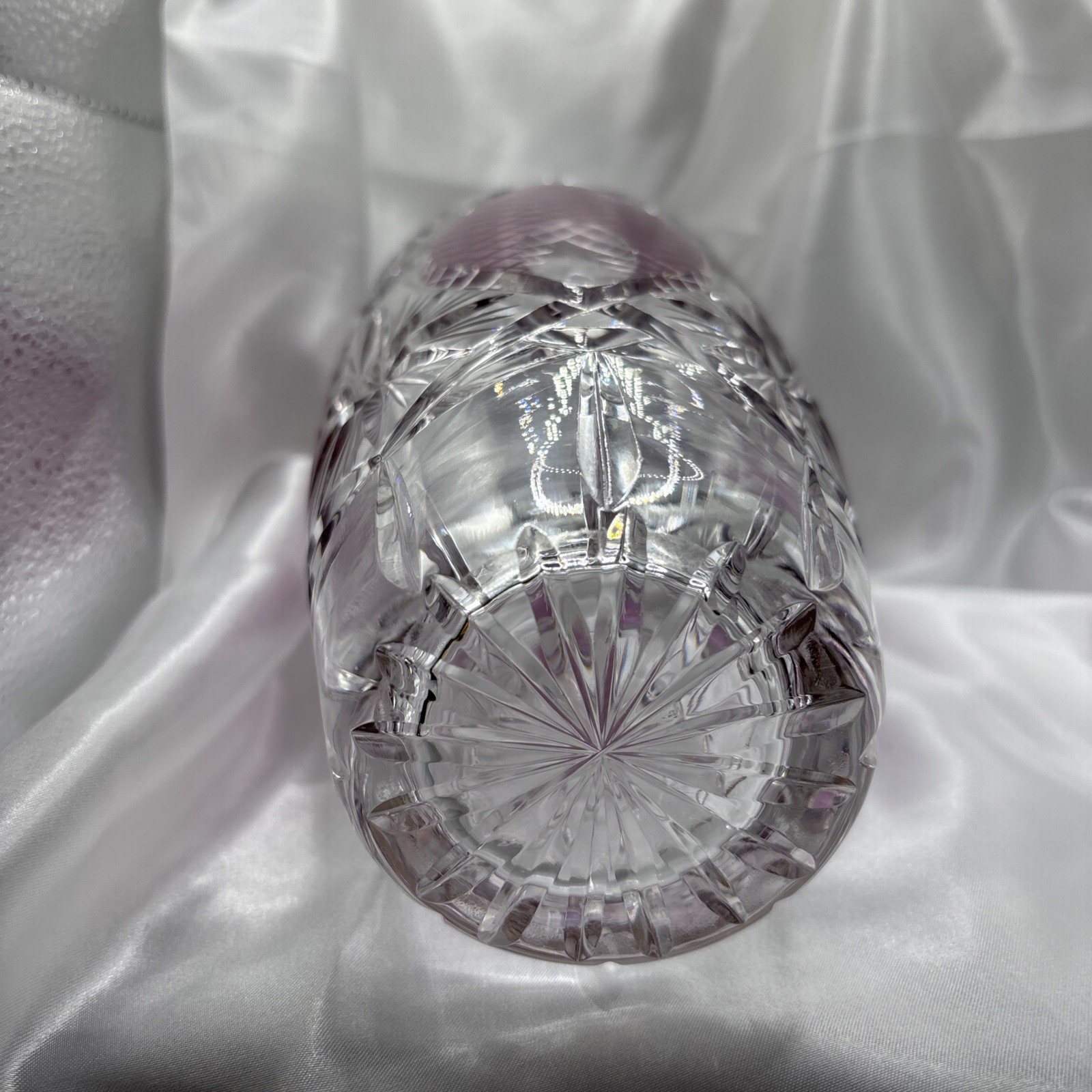 Vintage Amethyst Flashed Cut-to-Clear Lead Crystal Floral Vase
