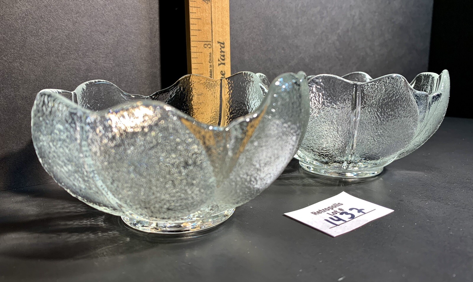 Anchor Hocking Clear Textured Glass Tulip Candle Holder Vintage