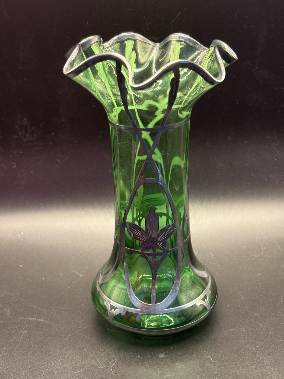 Art Nouveau Silver Overlay Vase