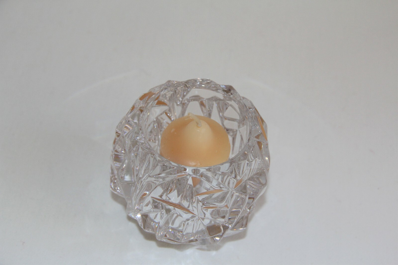 Tiffany and Co. Rock Cut Crystal Candle Holder. Beautiful Heavy