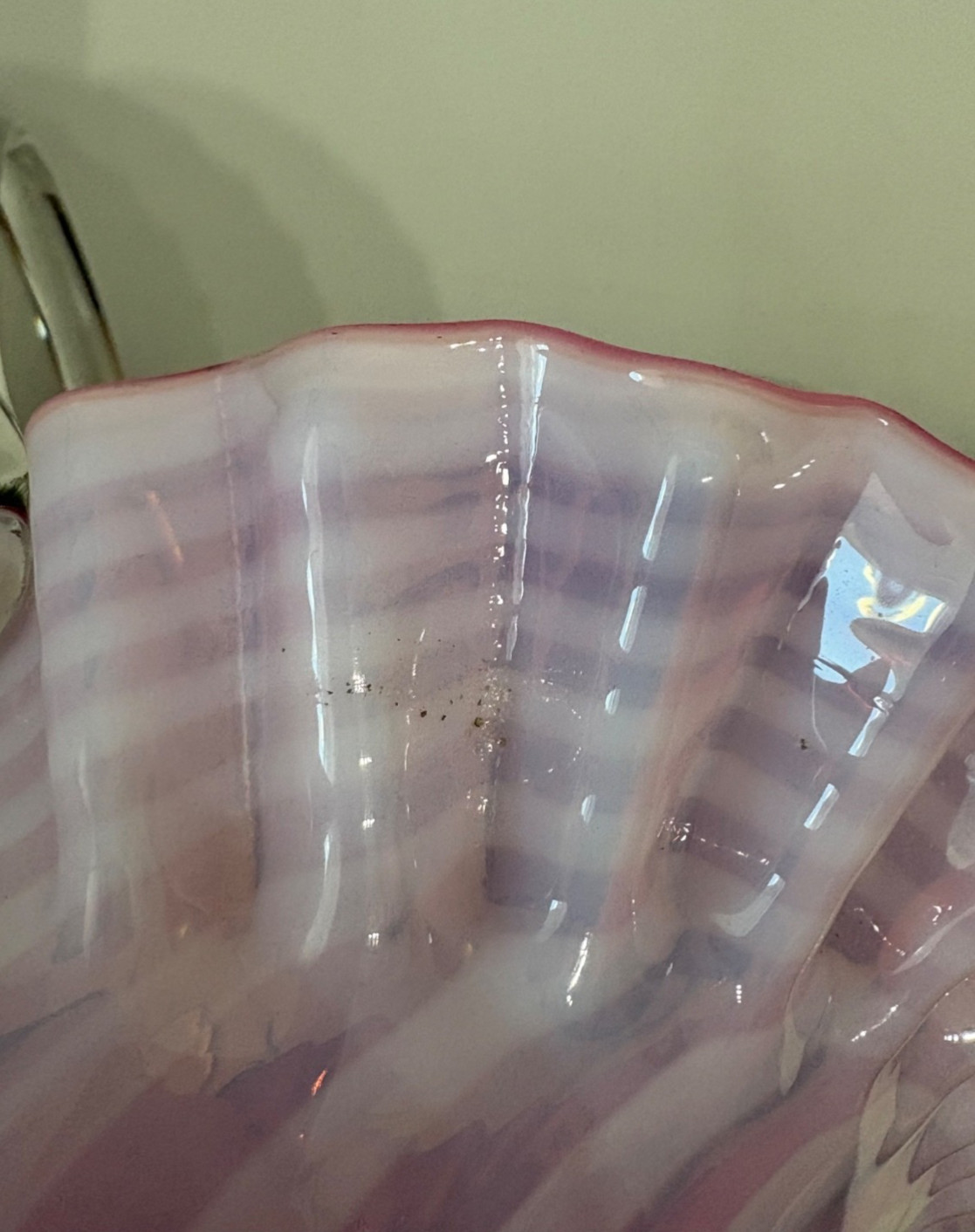 Fenton Cranberry Opalescent Swirl Pattern Basket