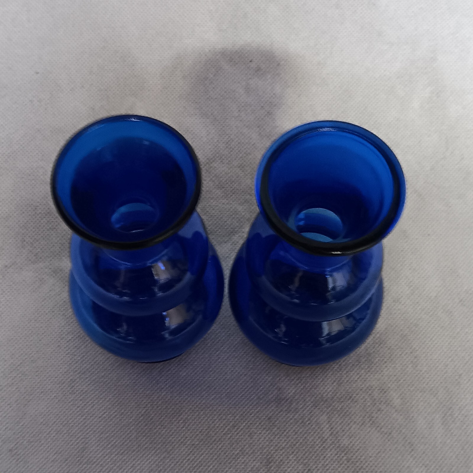 Cobalt Blue Stacked Bubble Glass Vases 2 Matching 6 1/4″ x 2 3/4″
