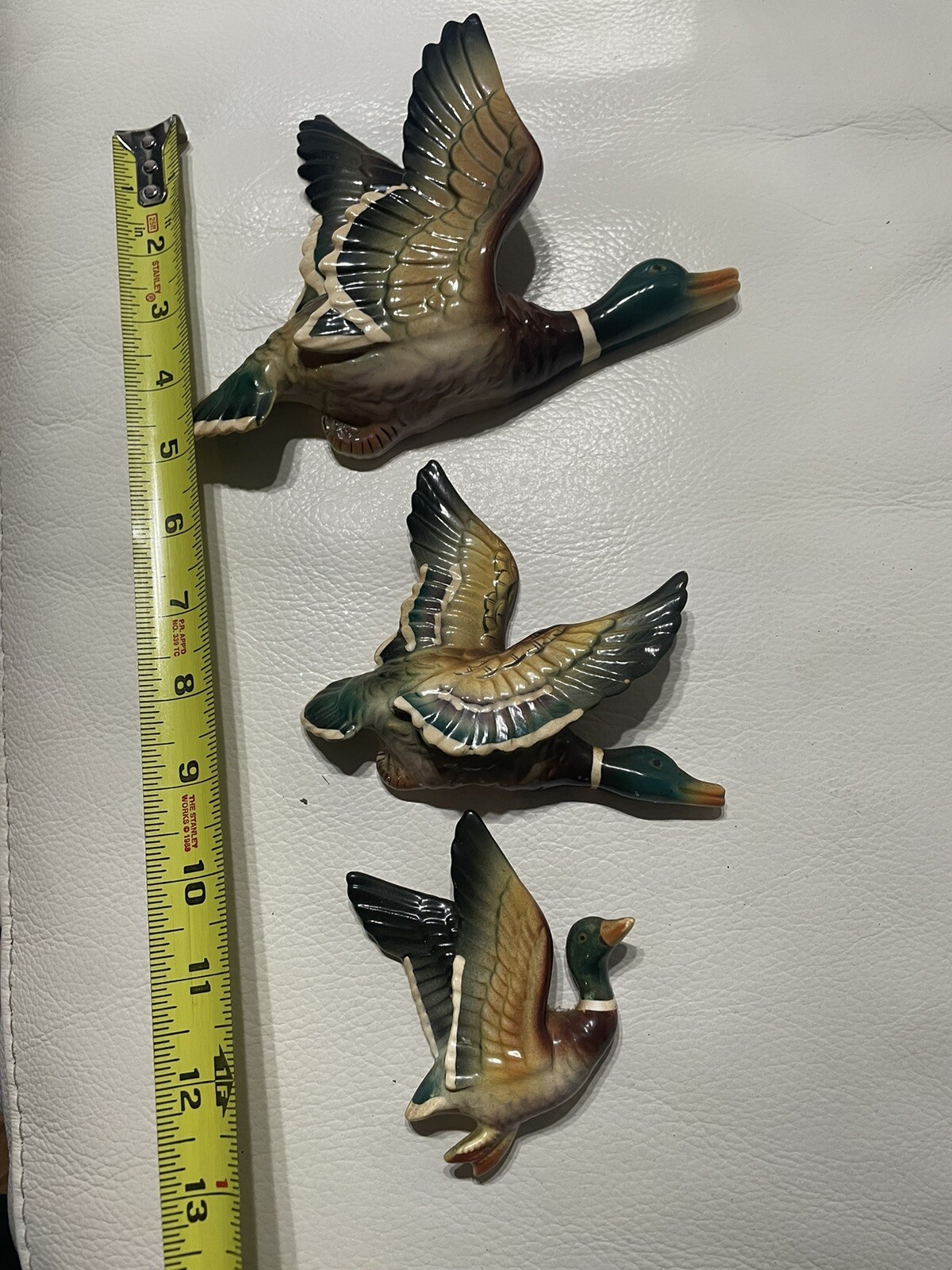 Vtg Set Of FLYING MALLARD DUCK WALL PLAQUE FIGURINES Lot 3