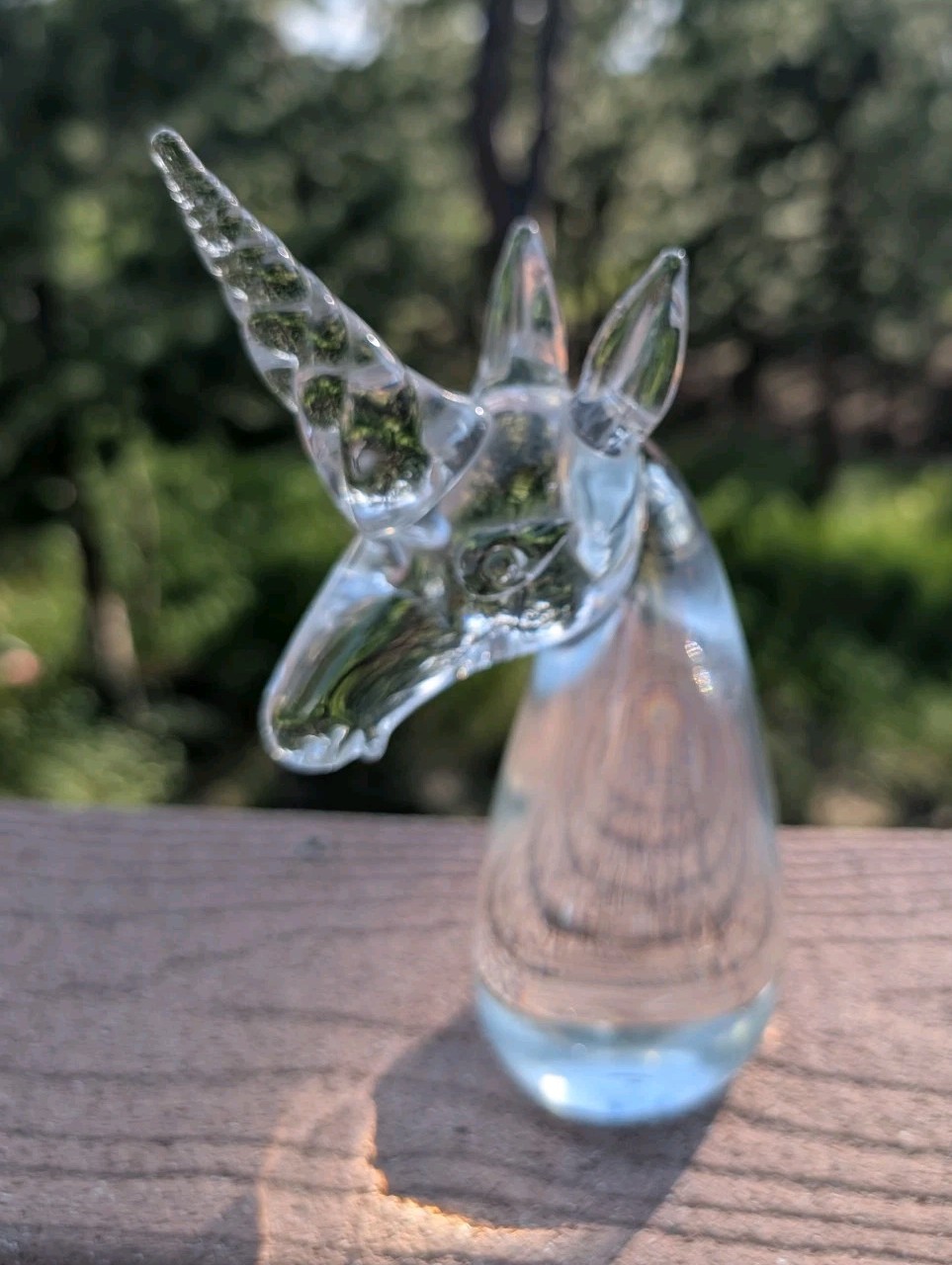 Vintage Blown Art Crystal Glass Unicorn Paperweight Figurine 7.5 inch Sculpture