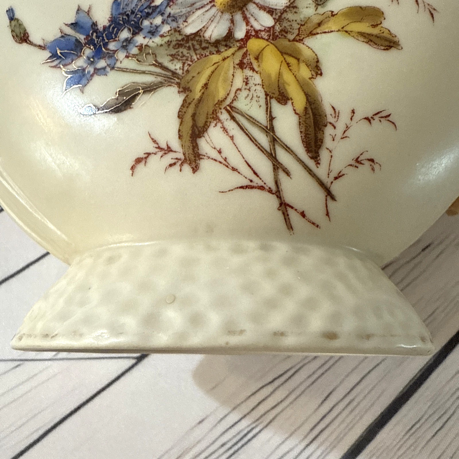 Rare! VTG Ceramic Ewer with Dragon Handle, Floral Design 9.75” Vase 1930-50 s