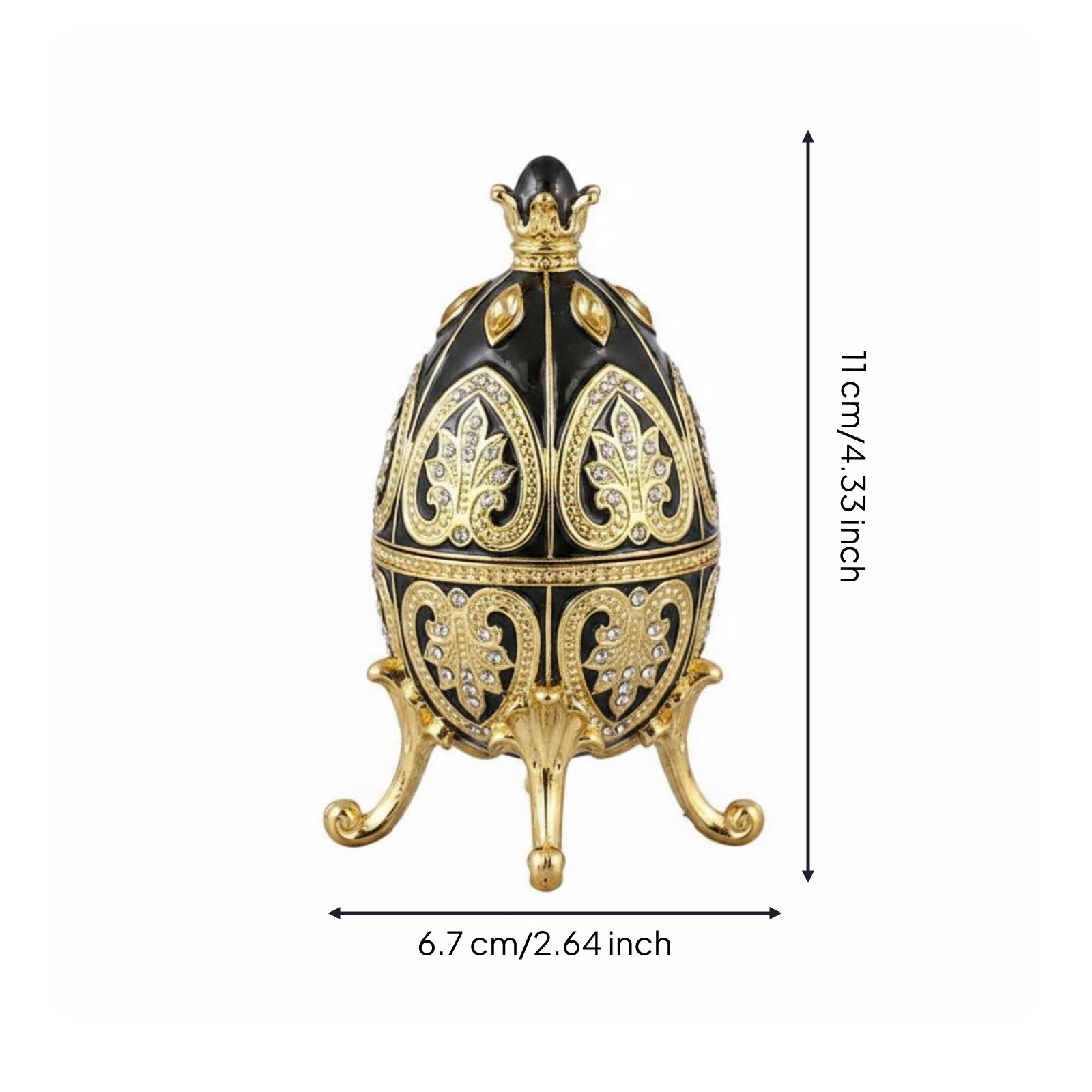 Jeweled Enamel Oval Jewelry Box-Shaped Container Faceted Stone Jeweled Oval