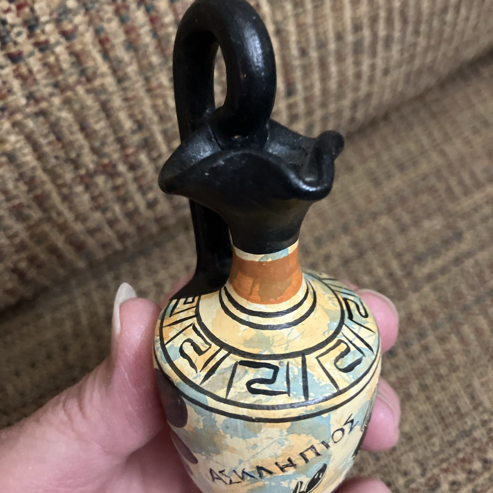 Vtg Replica of Greek Pottery Vase Handmade 4.5”