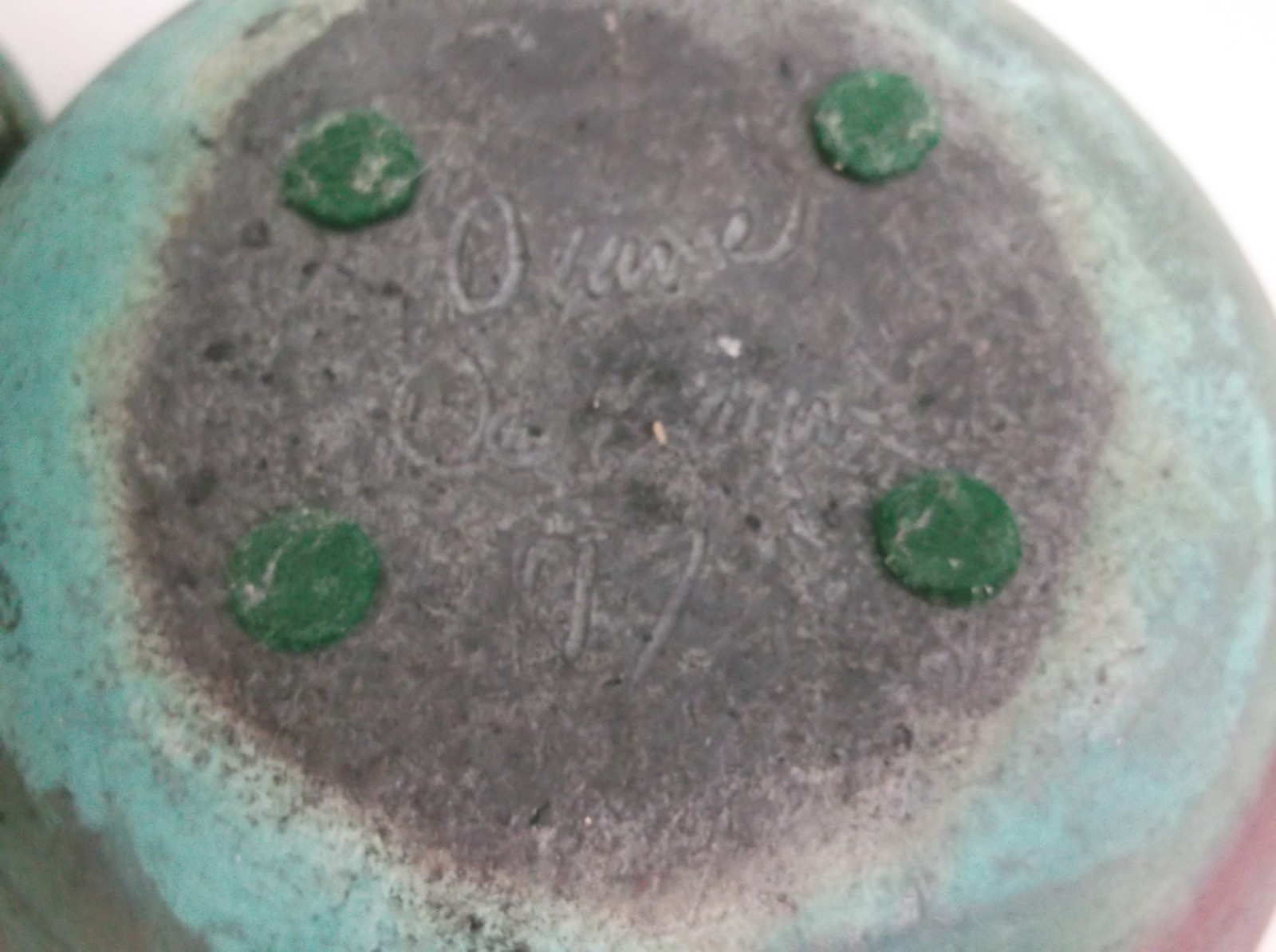 Raku Pottery Cremation Urn / Home Decor Pot signed Diane De Baun Aqua w Amethyst