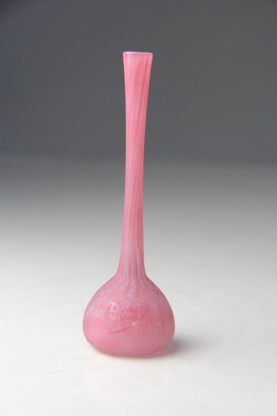 Antique Daum Nancy Pink Mottled Art Glass Berluze Vase Signed 6 1/2″ h