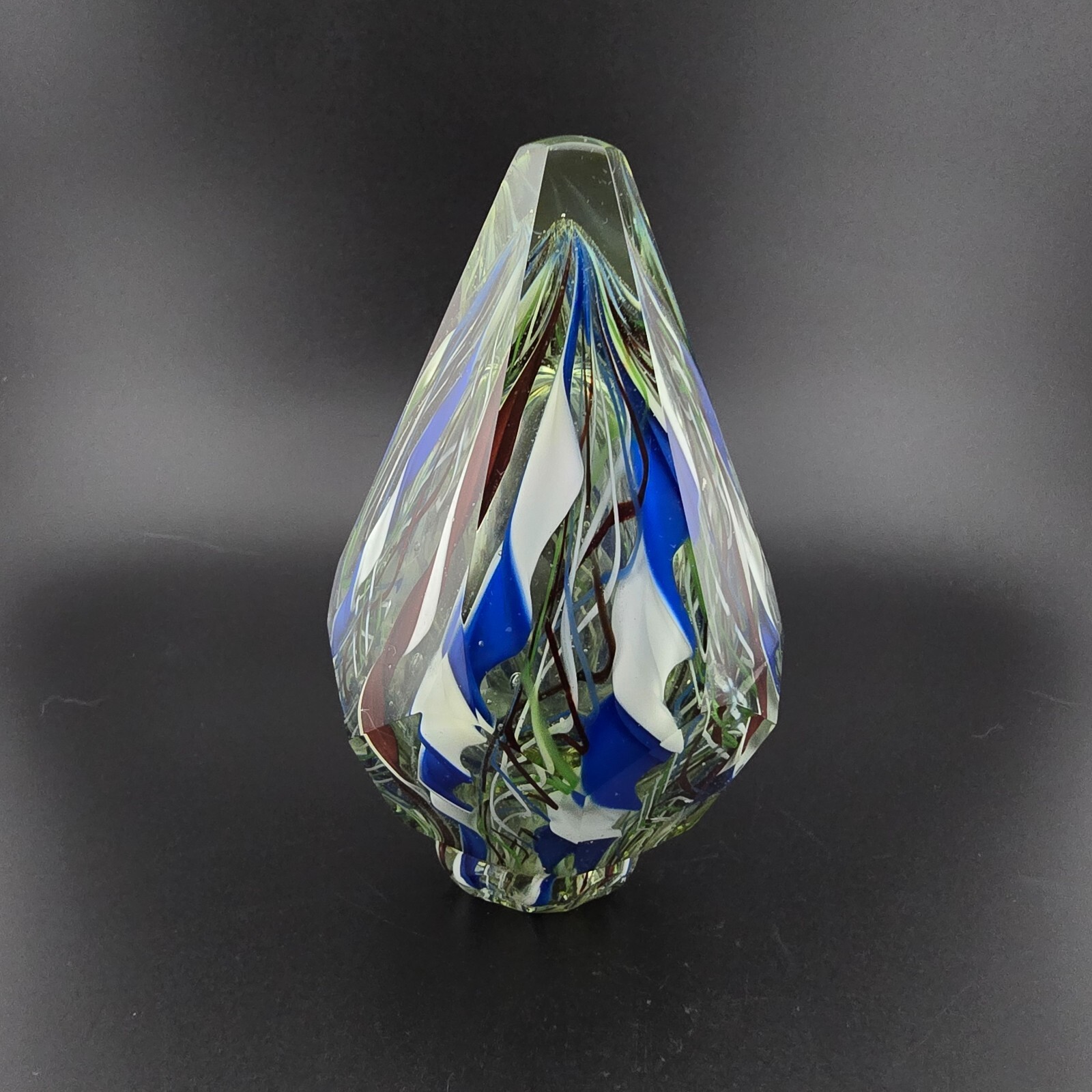 Murano Art Glass Paperweight Faceted Cane Work Vintage Italian Hand Blown