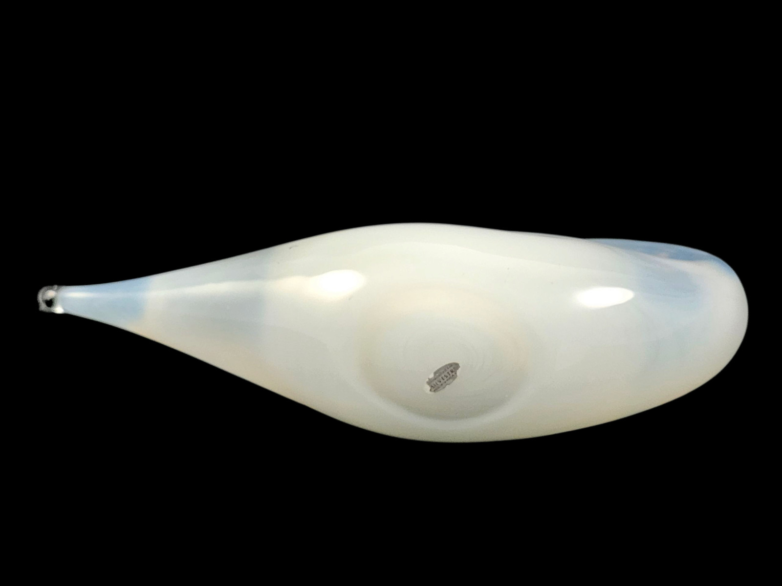 Vintage Opalescent Opal White Art Glass Duck Bird by Silvestri READ