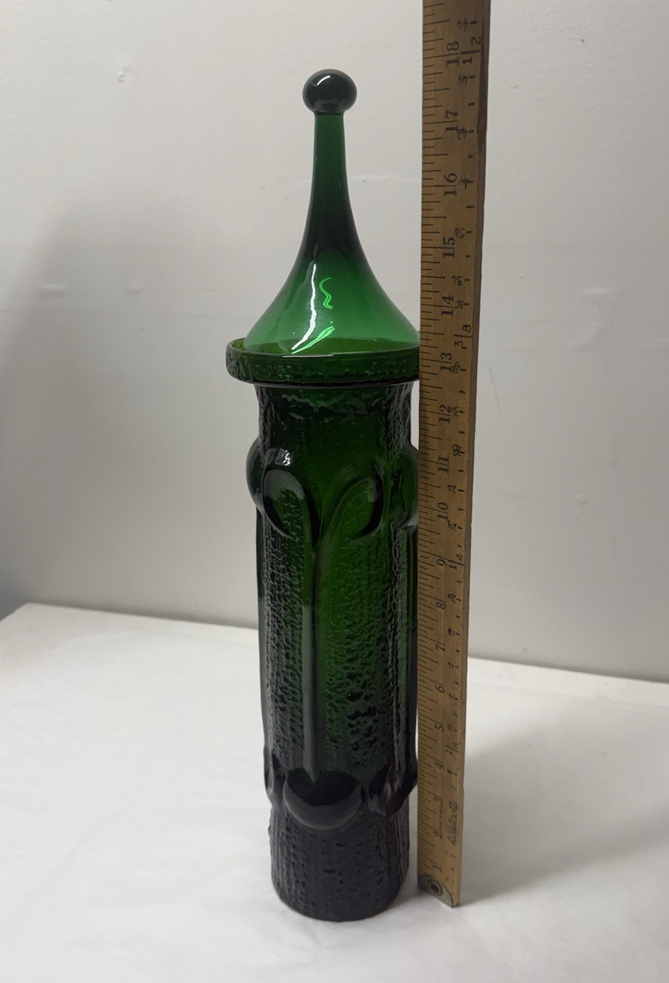 Husted Dark Green Empoli Stevia Jar Decanter. MCM Italian Glass. Blenko Era 🐝