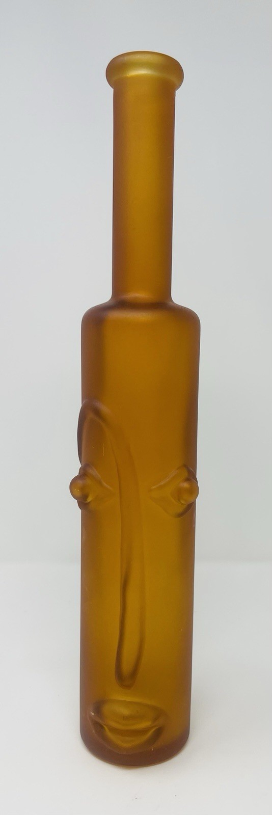 Vintage “Kefla Depose” 14” Frosted Amber Glass Bottle with Face – France