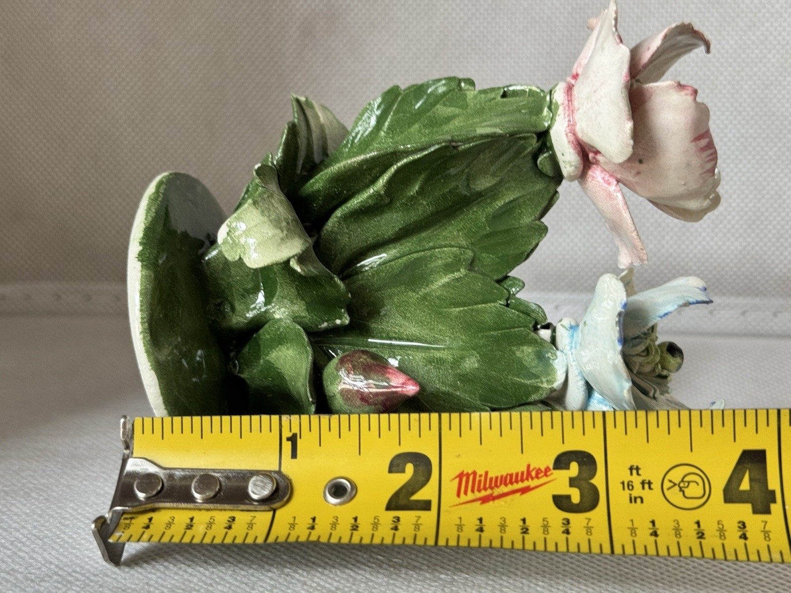 Vintage Nuova Capodimonte Porcelain Flower Figurine Italy Hand Painted Decor