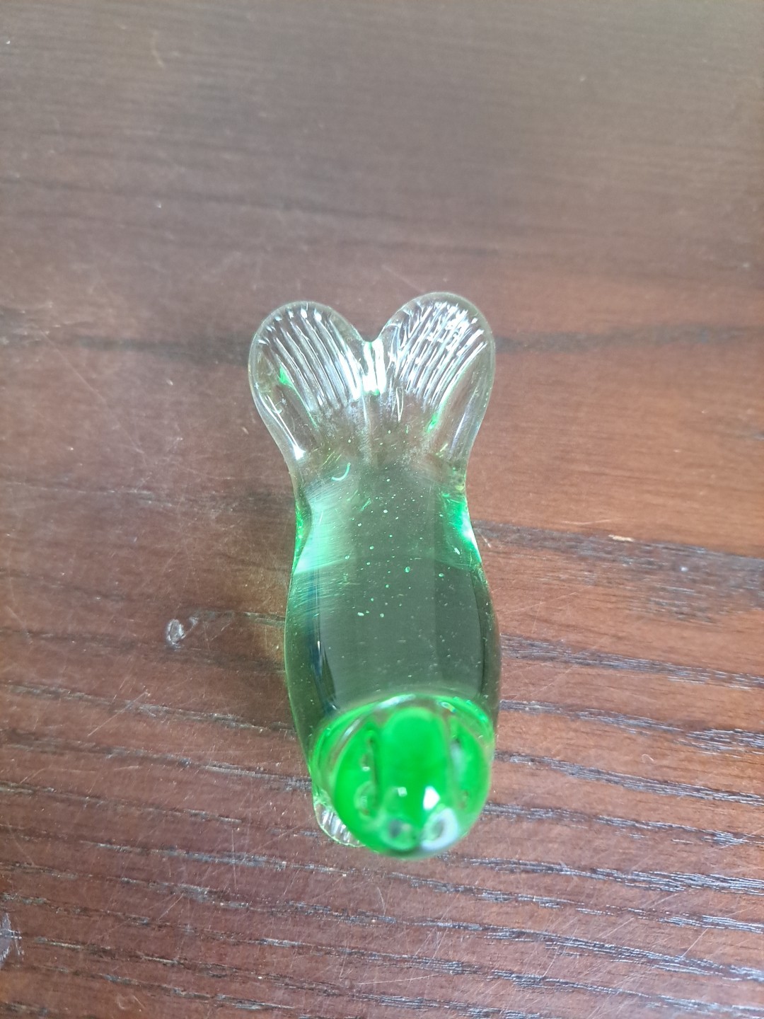 Vintage Handblown Green Glass Seal Paperweight