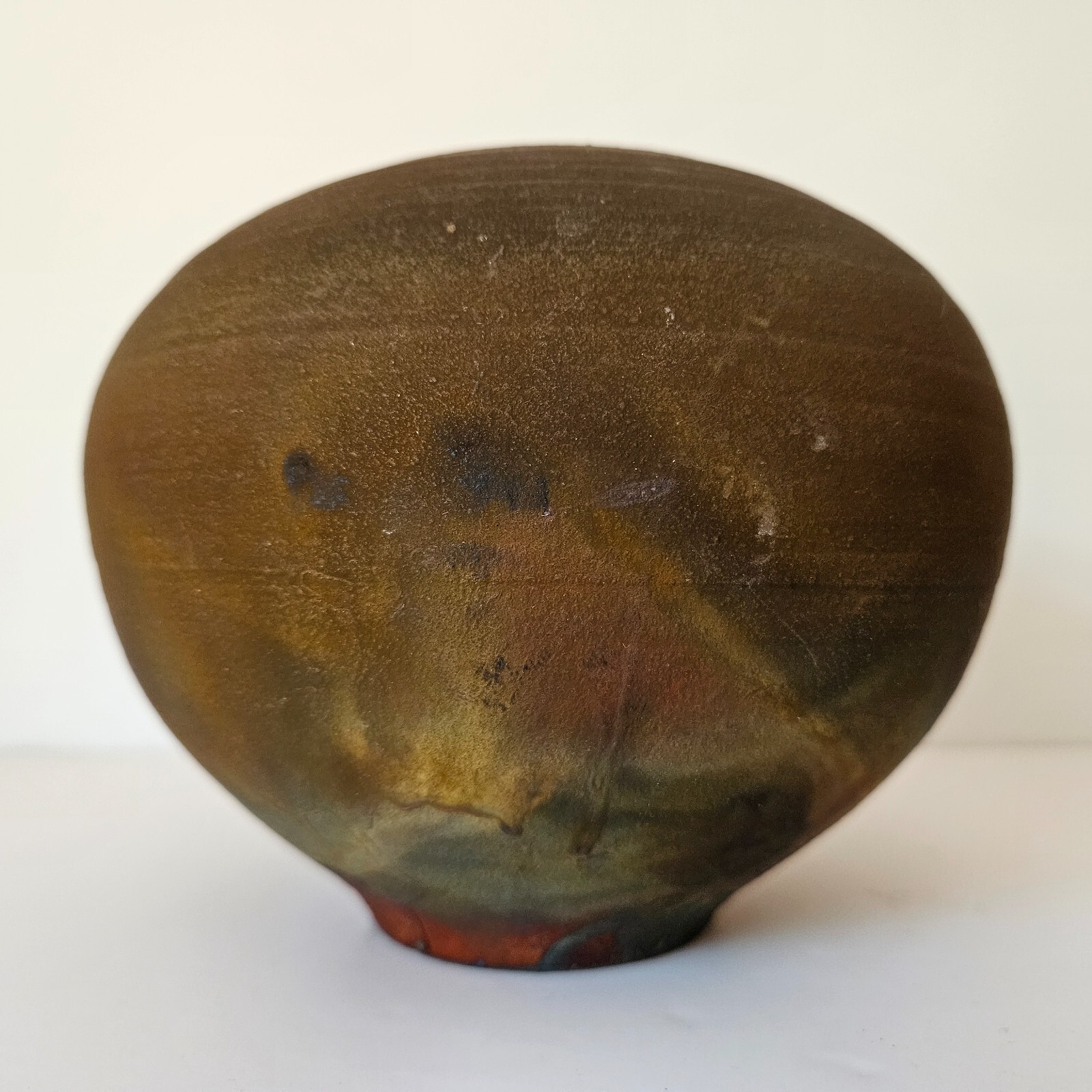 Bruce Johnson Copper Flash Raku Pottery Pot Vase Includes Brochure 5″ Tall