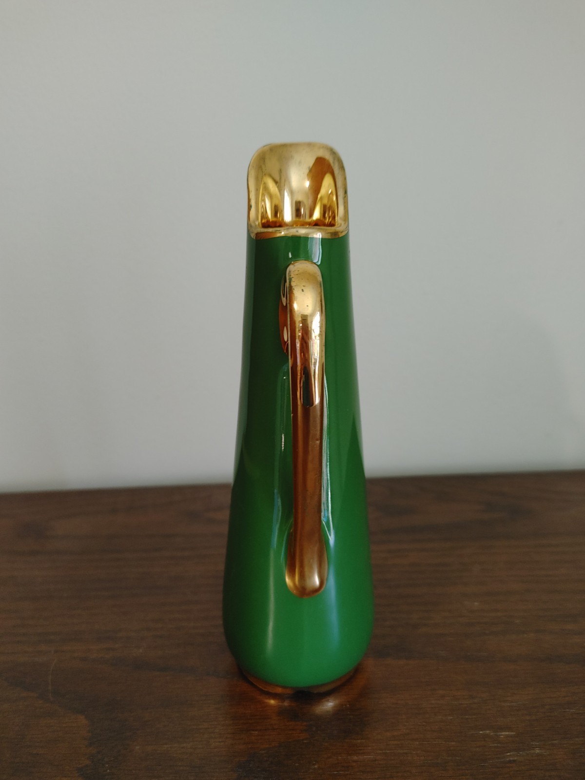 Shawnee Mid Century Pottery Small Bud Vase/Pitcher Marked USA 888 Green 8″