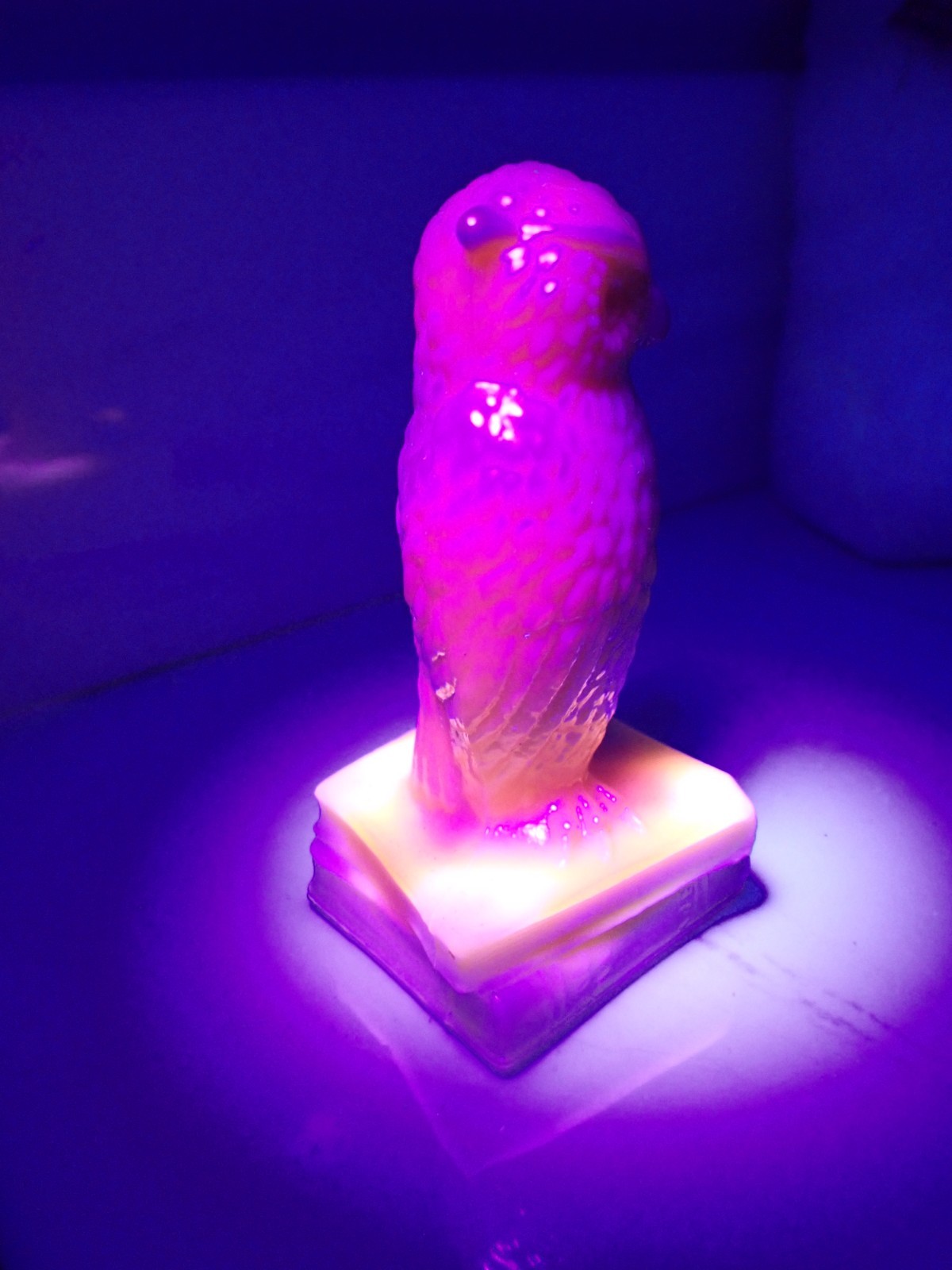 Degenhart Chartreuse or Buttercup Yellow Glass Owl GLOWS