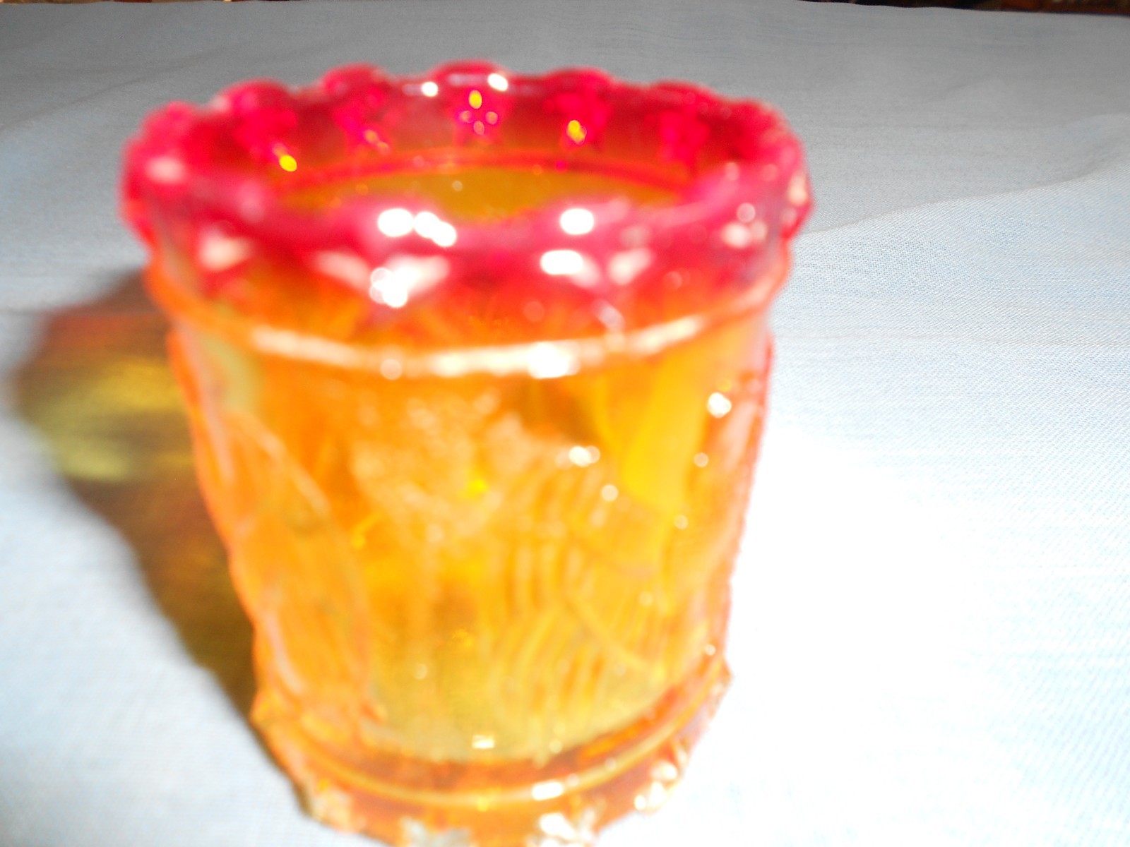 Footed American Eagle Toothpick Holder Amber Glass 2 inches
