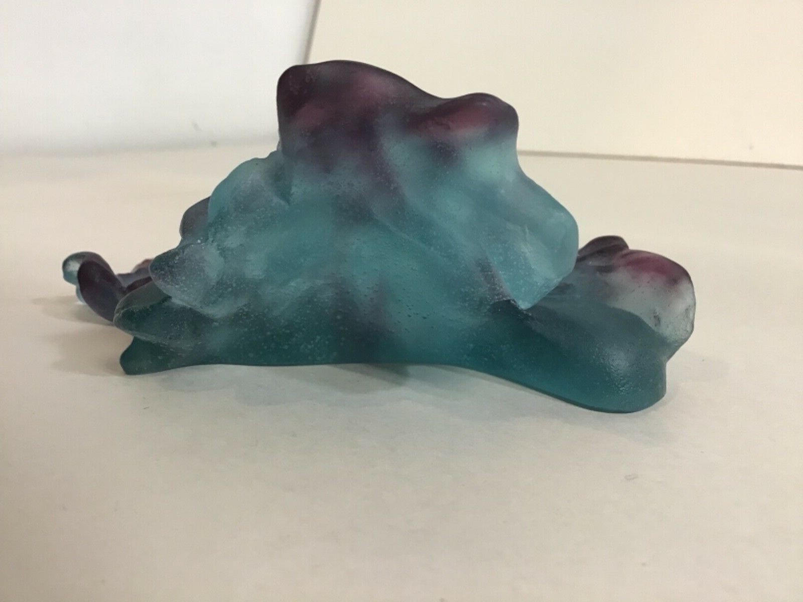 RARE DAUM PATE DE VERRE GLASS CRYSTAL BLUE DISH W/ Art Nouveau Woman