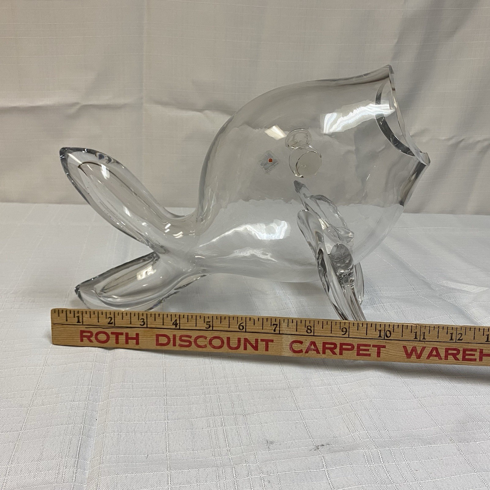 Vintage Clear Blenko Blown Glass Fish Vase Terrarium 11.75″ L x 8”