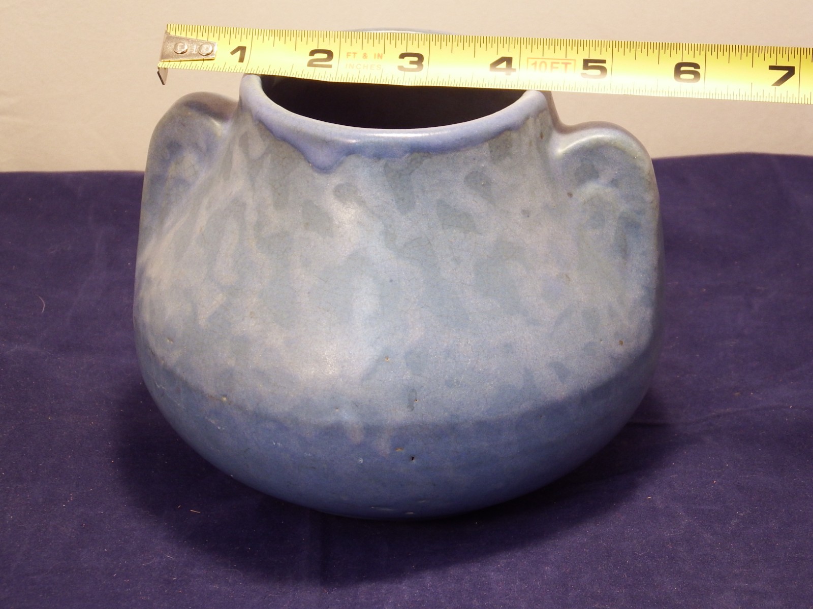 Vintage Brush McCoy Pottery Art Vase Vellum Mottled Blue Vintage 1930s