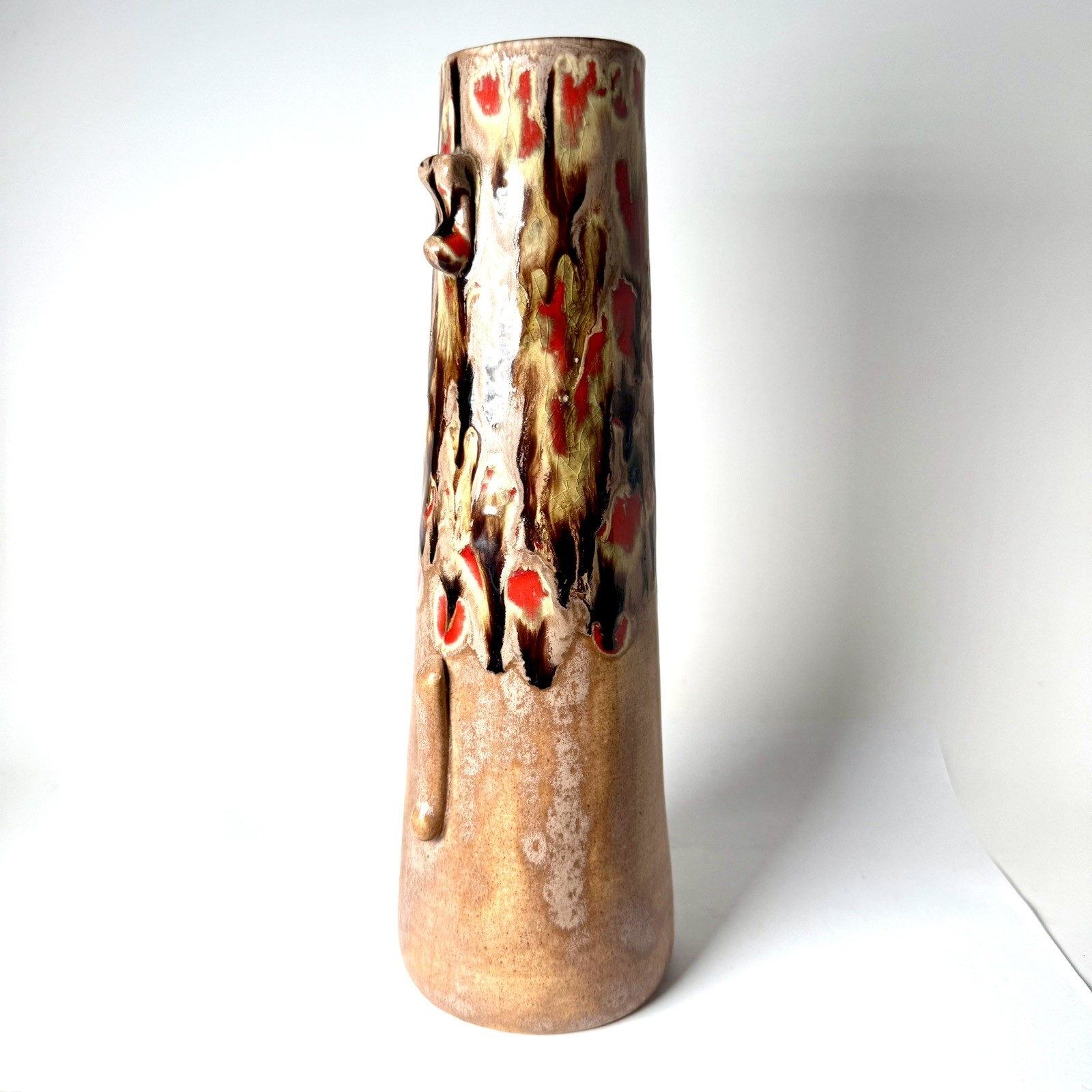 Wheaton Arts NJ Pottery Lava Glaze Tall Vase Signed Ruth Welsh 1974 9.75”