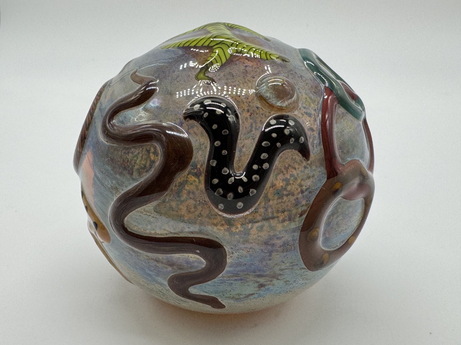 Kenny Walton Signed Art Glass Paperweight Underwater Design 1 of 2