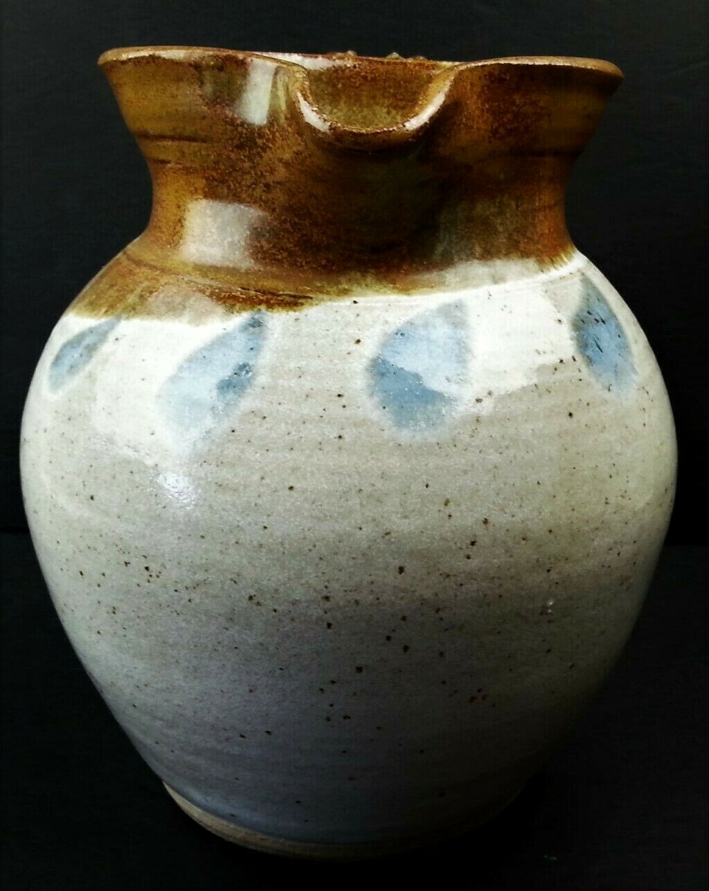 Stoneware Pitcher SIGNED Heavy Decorative Ceramic Pottery Decor Art 7 1/4″