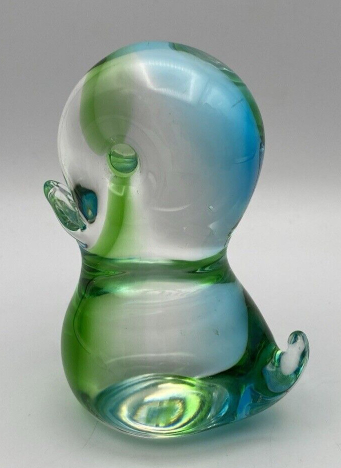 Chalet Canada Green Blue Art Glass Duck Duckling Figurine Paperweight 4.5″