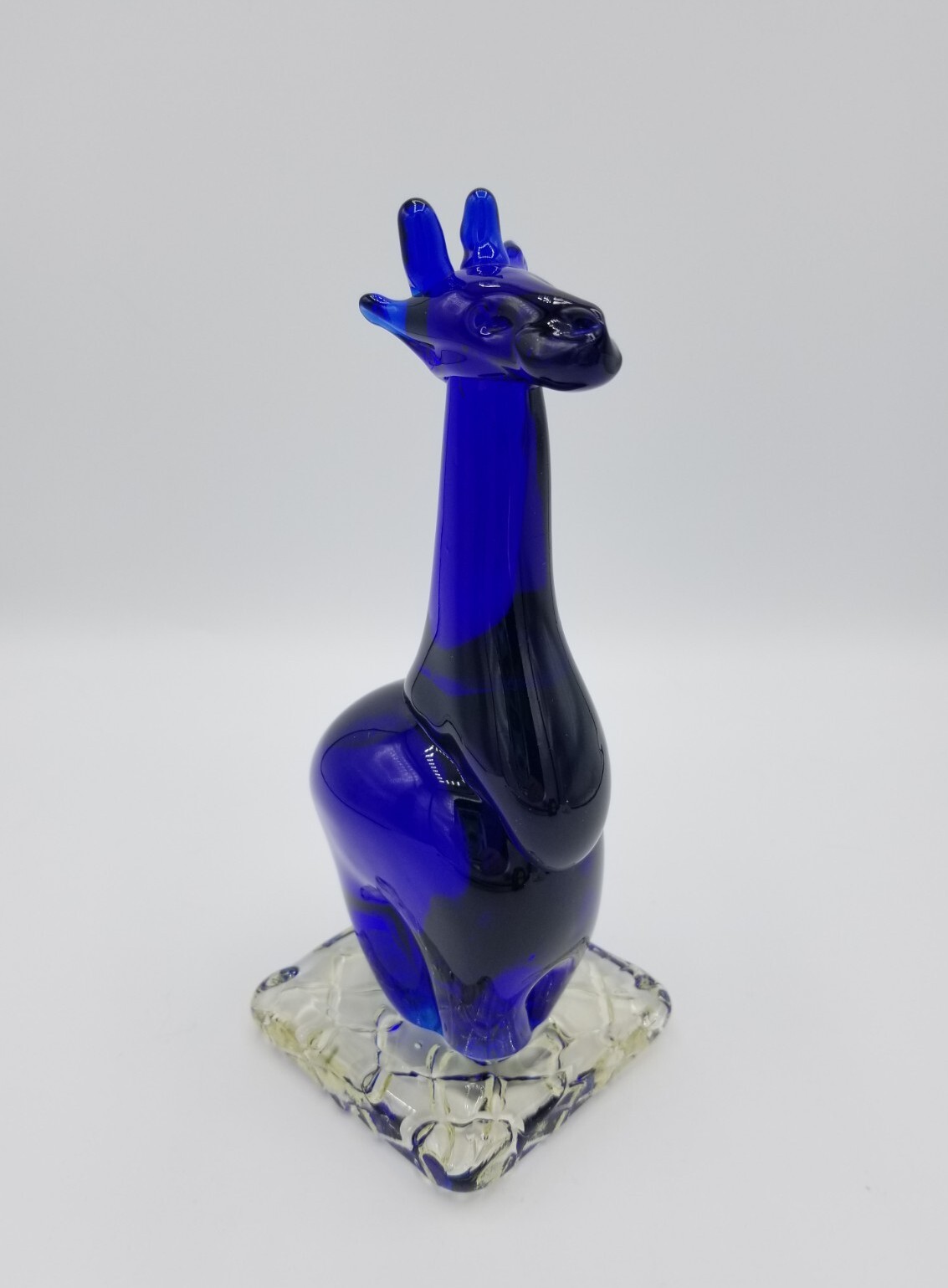 Vintage Studio Cobalt Blue Art Glass Giraffe Figurine Hand blown Paperweight