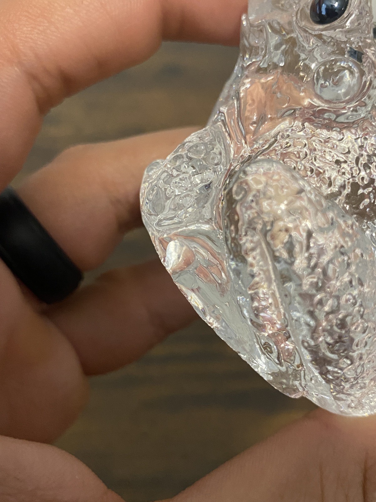 Clear Realistic Looking Crystal Art Glass Frog Paperweight 2.25″L