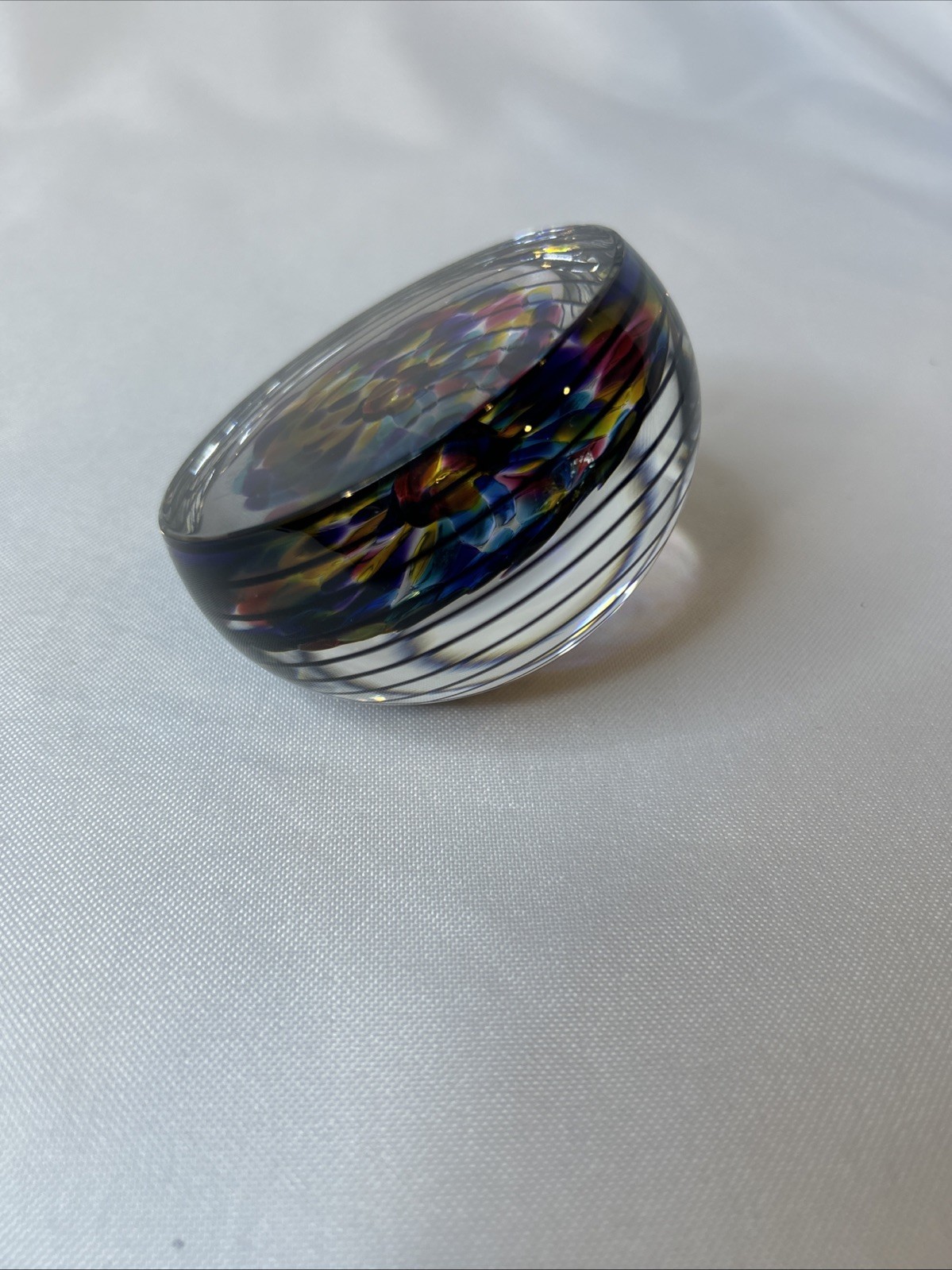 1997 Matthew LaBarbera Fire Island Art Glass Paperweight Multi Color Signed