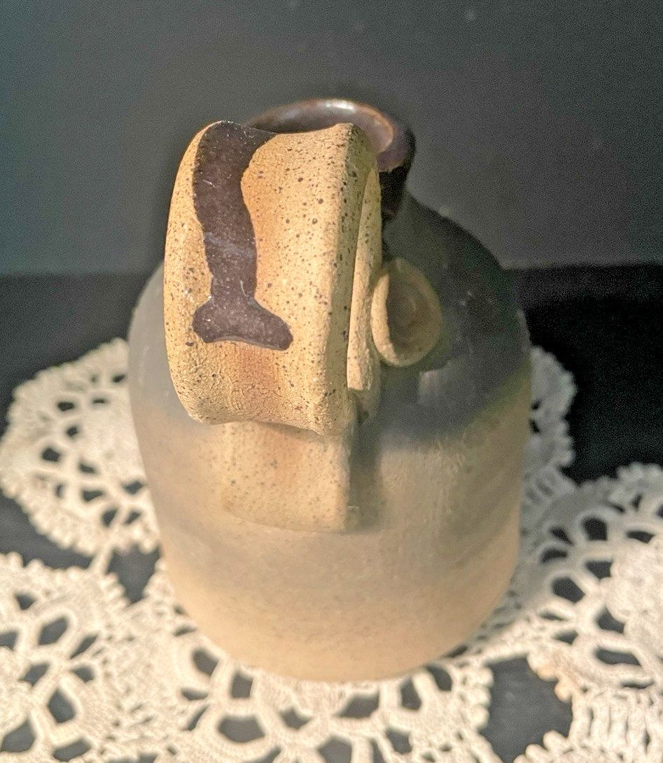 Vtg Hand Thrown Stoneware Jug Drip Glaze Finish Studio Pottery 5” Signed & Dated