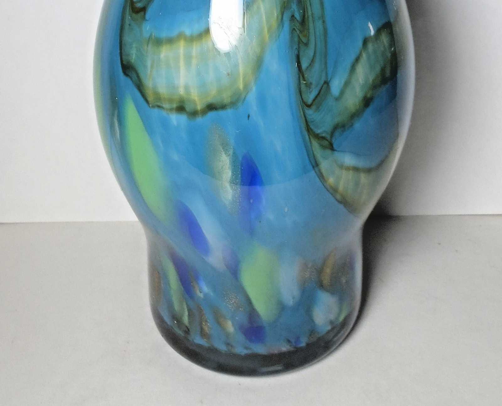 LOW PRICE SEXY SHAPE “CZECH BOHEMIAN” FLARED RIM w CLEAR BOTTOM BLOWN GLASS VASE